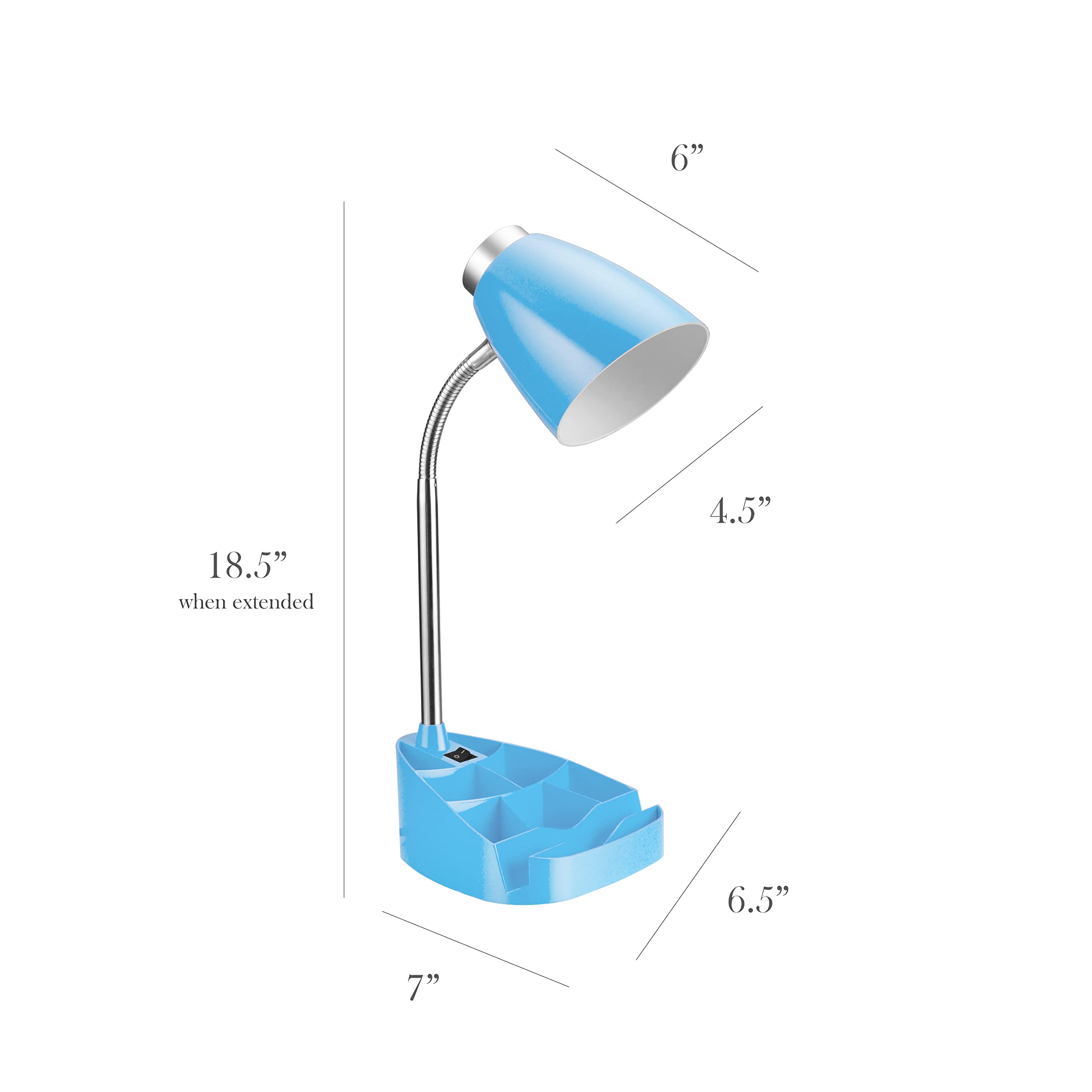 Simple Designs Gooseneck Desk Lamp With Ipad Stand, Blue, Abs Plastic, Model Ld1002-Blu, Pack Of 1
