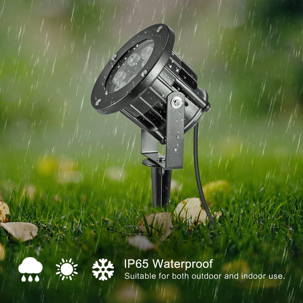 OurLeeme RGB Landscape Lights, Outdoor Spotlight with Stake,Lawn Flood Light 12W, Waterproof LED Flood Lights,Color Changing Spo