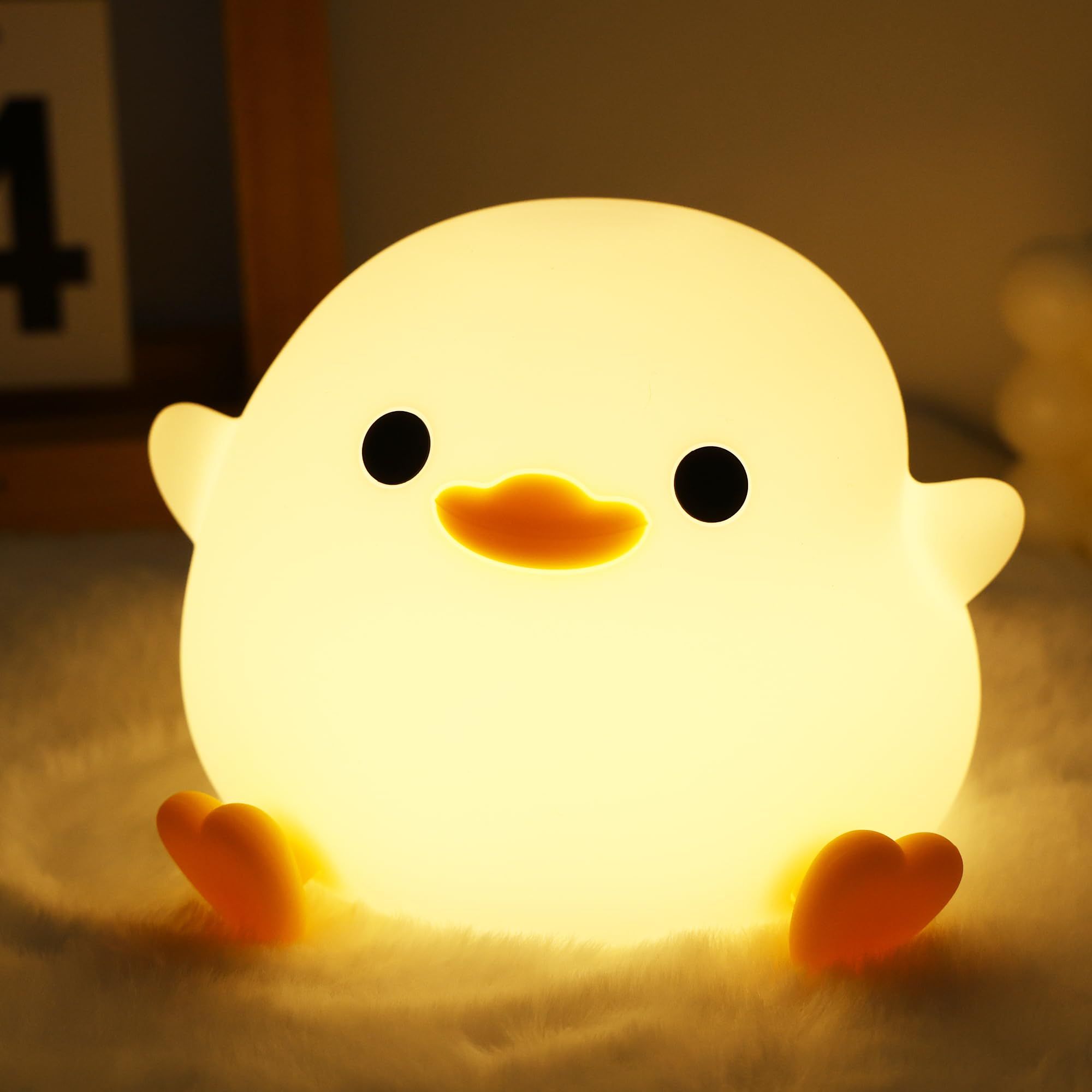 Ammonite DoDo Duck Night Light, Cute Soft Silicone Duck Lamp for Kids, Rechargeable LED Dimmable Bedside Lamp with 20 Minute Tim