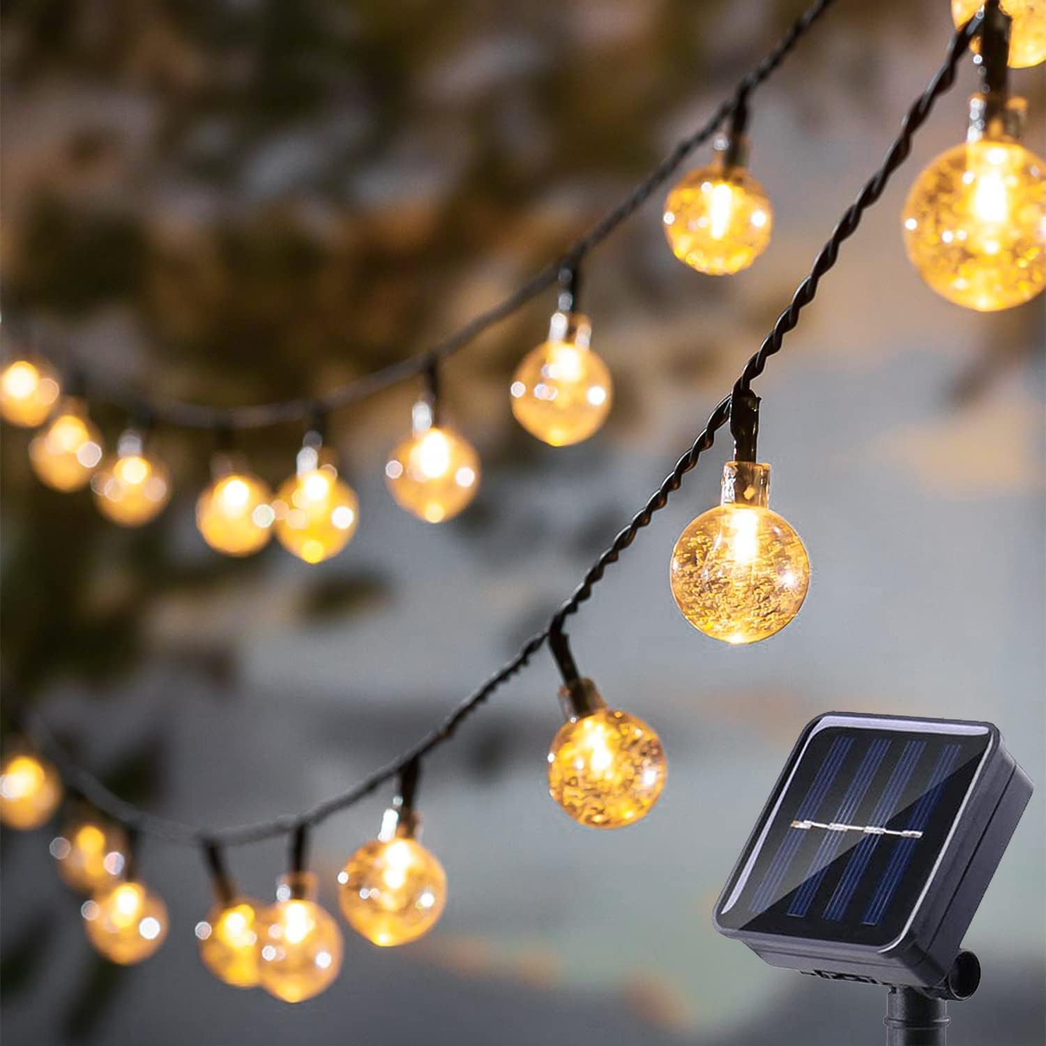 LSLCQW Solar String Lights, 60 LED, 40ft, Waterproof, Warm White, Outdoor Decor, Model 22