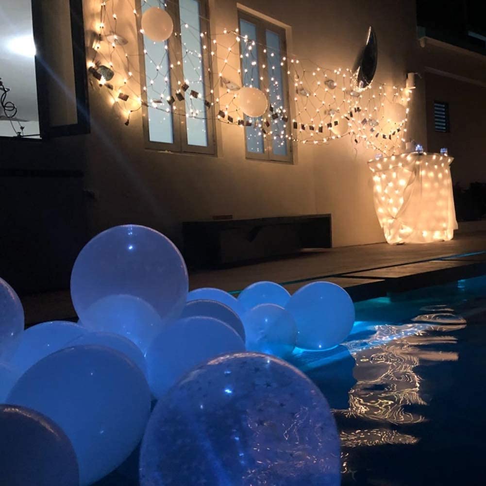 Jjgoo 100Pcs Blue Led Balloon Lights, Waterproof Flash Round Tiny Led Light For Paper Lantern Easter Egg Pumkin Birthday Party W