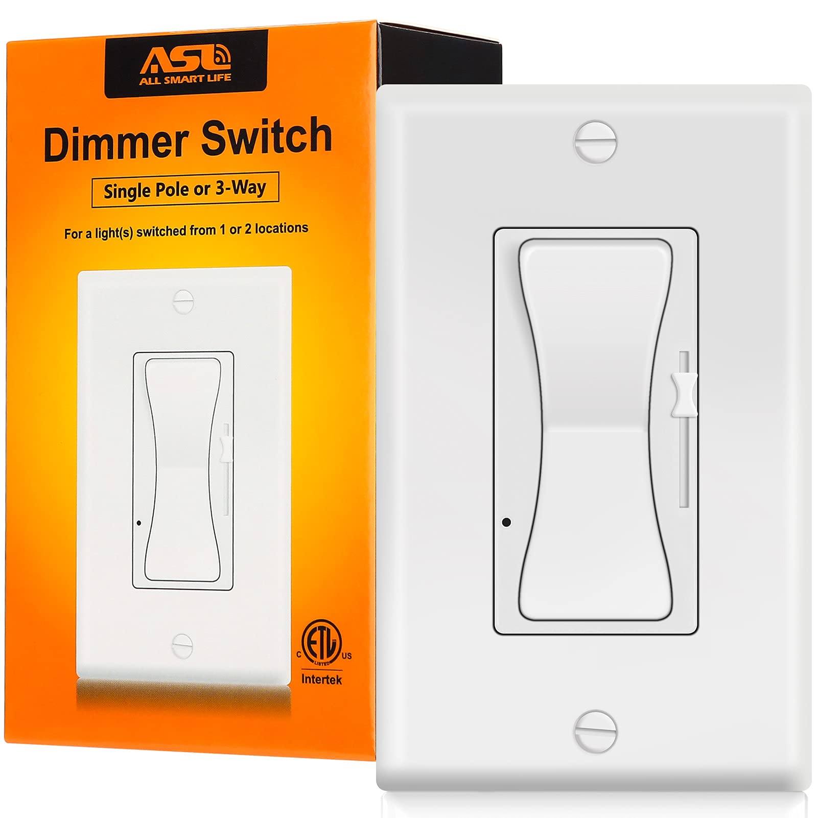 Allsmartlife 0-10V Dimmer Switch, 600W Max, Etl Listed, 3-Way/Single Pole