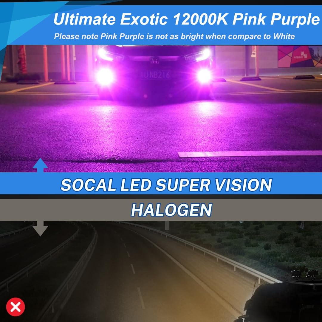 SOCAL-LED LIGHTING D2S Xenon HID Headlight Bulbs 35W Pack of 2 12000K Pink Purple Direct Replacement