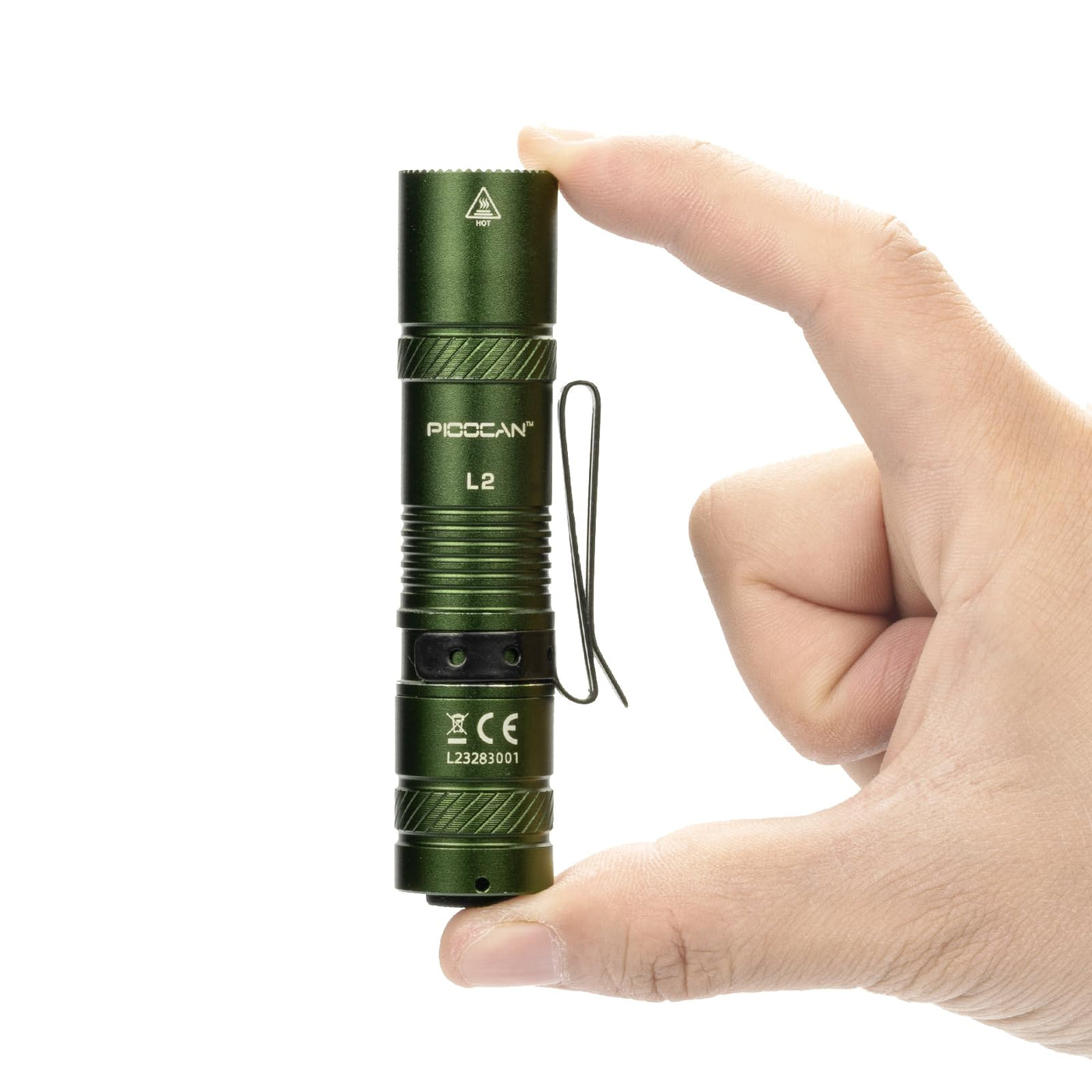 PIOOCAN EDC Flashlight 1200 Lumens, Aluminum, Dark Green, Model L2-GRE   Lightsdaddy