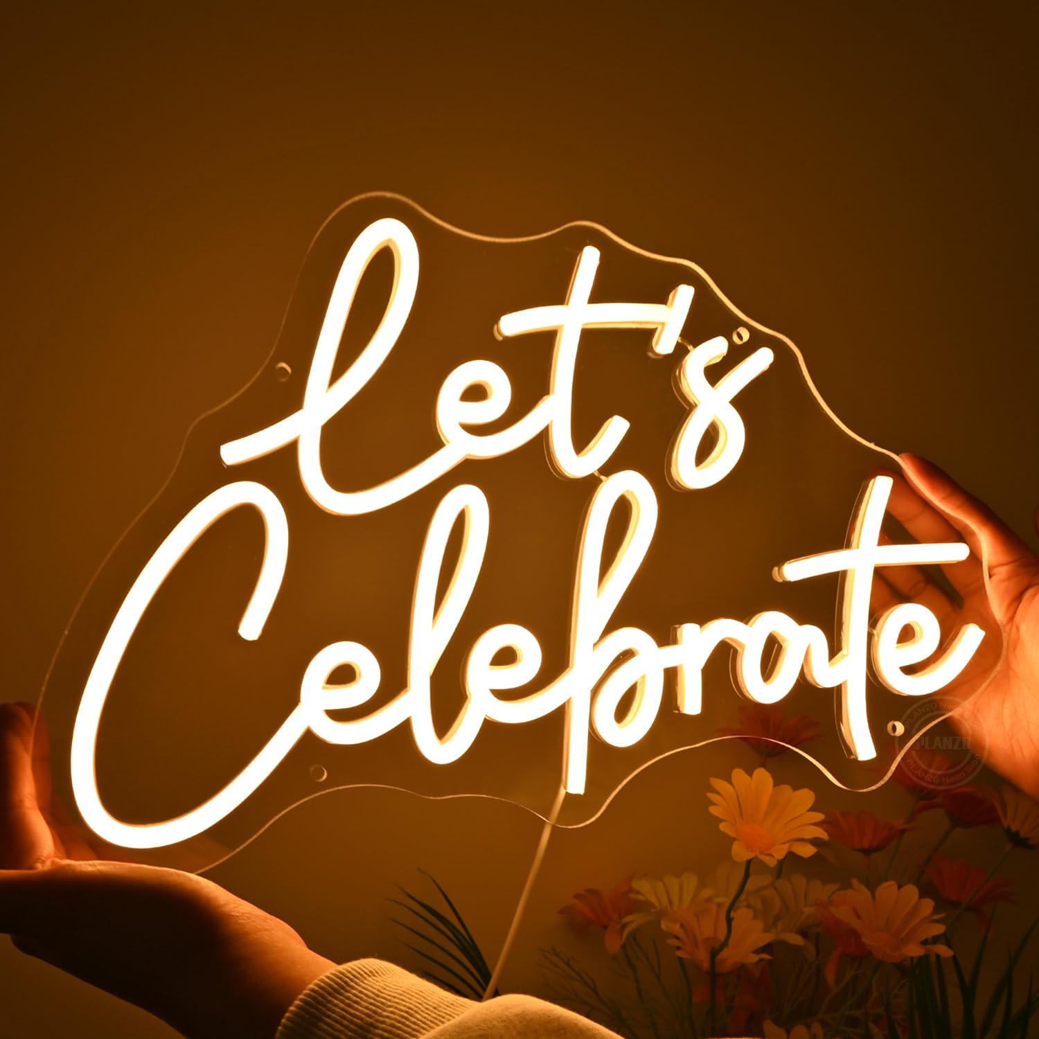Planzo LetS Celebrate Led Neon Sign Light Wedding Gratuation Birthday Party Wall Sign Decor Backdropbedroom Bar Thanksgiving Christmas Banner Usb 15.75 X 10.16