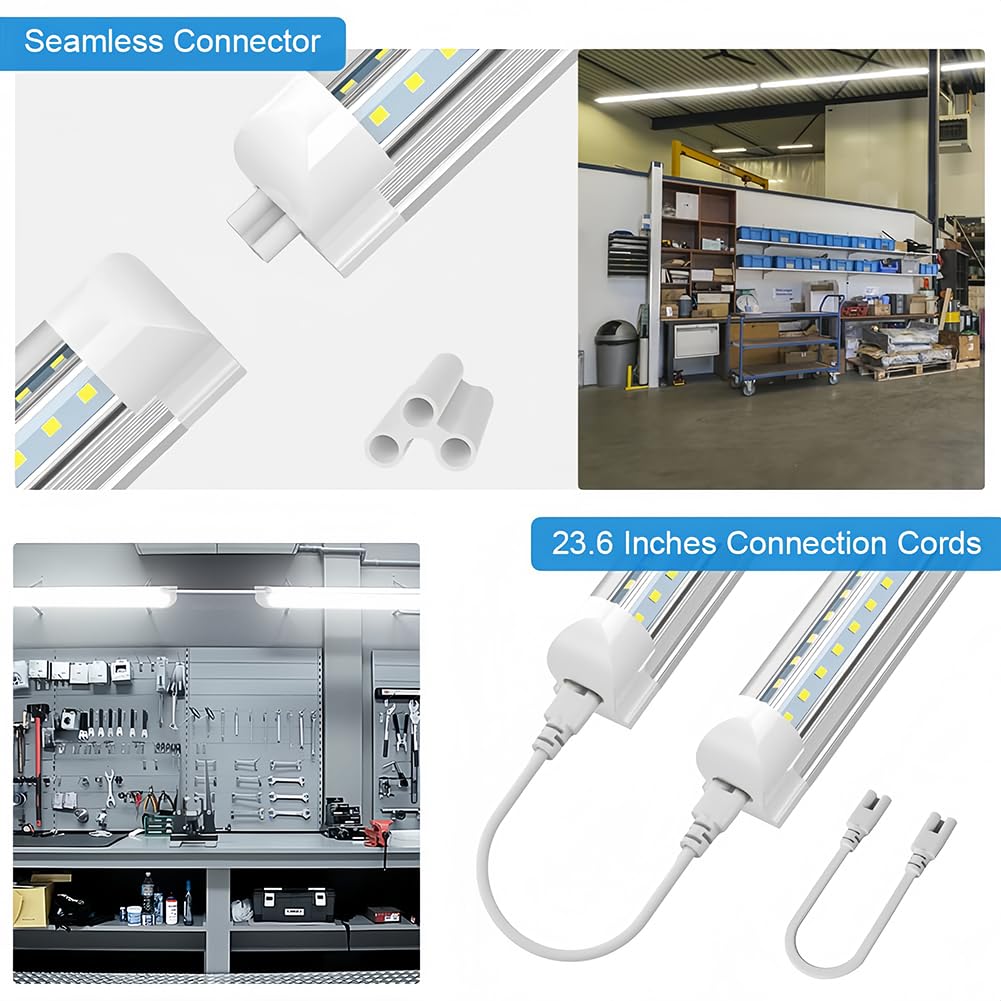SHOPLED 5FT LED Shop Light, 45W 5850LM, V Shape, 6000K Cool White, 4 Pack T8 Ceiling Lights for Garage and Workbench