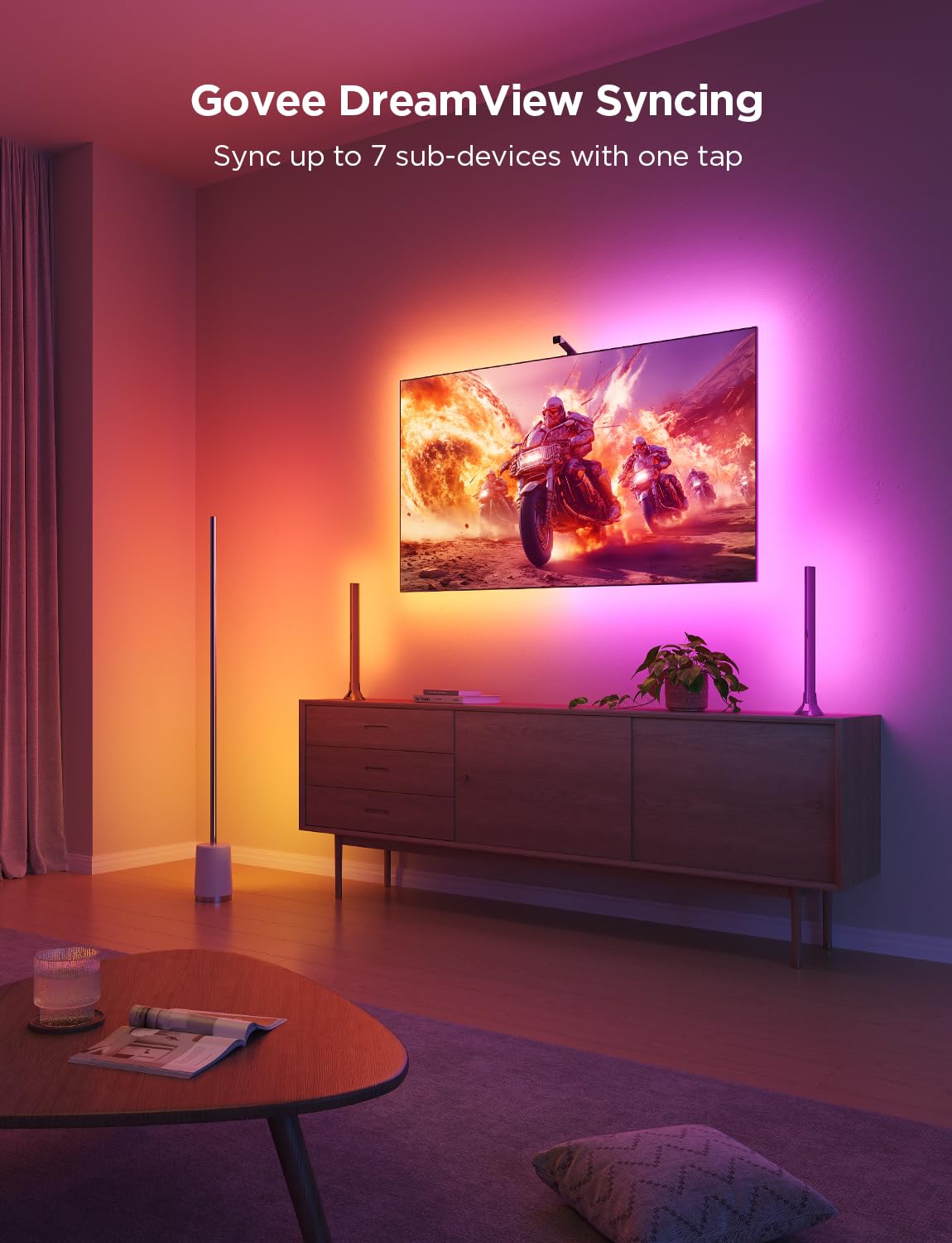 Govee Tv Backlight 3 Lite With Fish-Eye Correction Function Sync To 40-50 Inch Tvs, 7.8Ft Rgbicw Wi-Fi Led Strip Lights With Cam