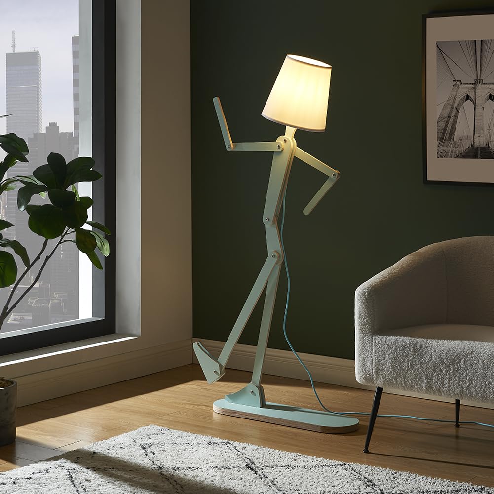 Hroome Unique Mini Wood Floor Lamp For Living Room Bedroom Office Farmhouse - Cute Corner Decorative Reading Standing Light Crea