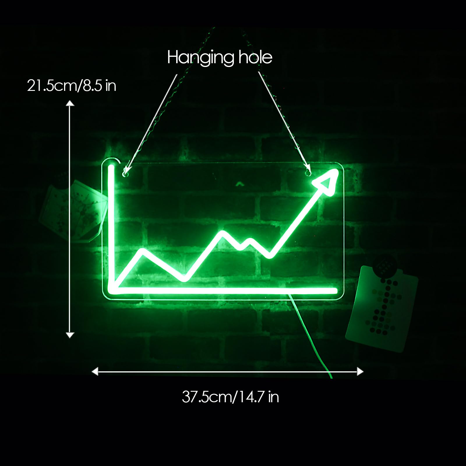 LeDigPig Neon Sign - Stock Market Trend LED Light for Wall Decor, 8.8x14.8 inches, Bull Market-Green, Model: StaryLightz-Bullmarket