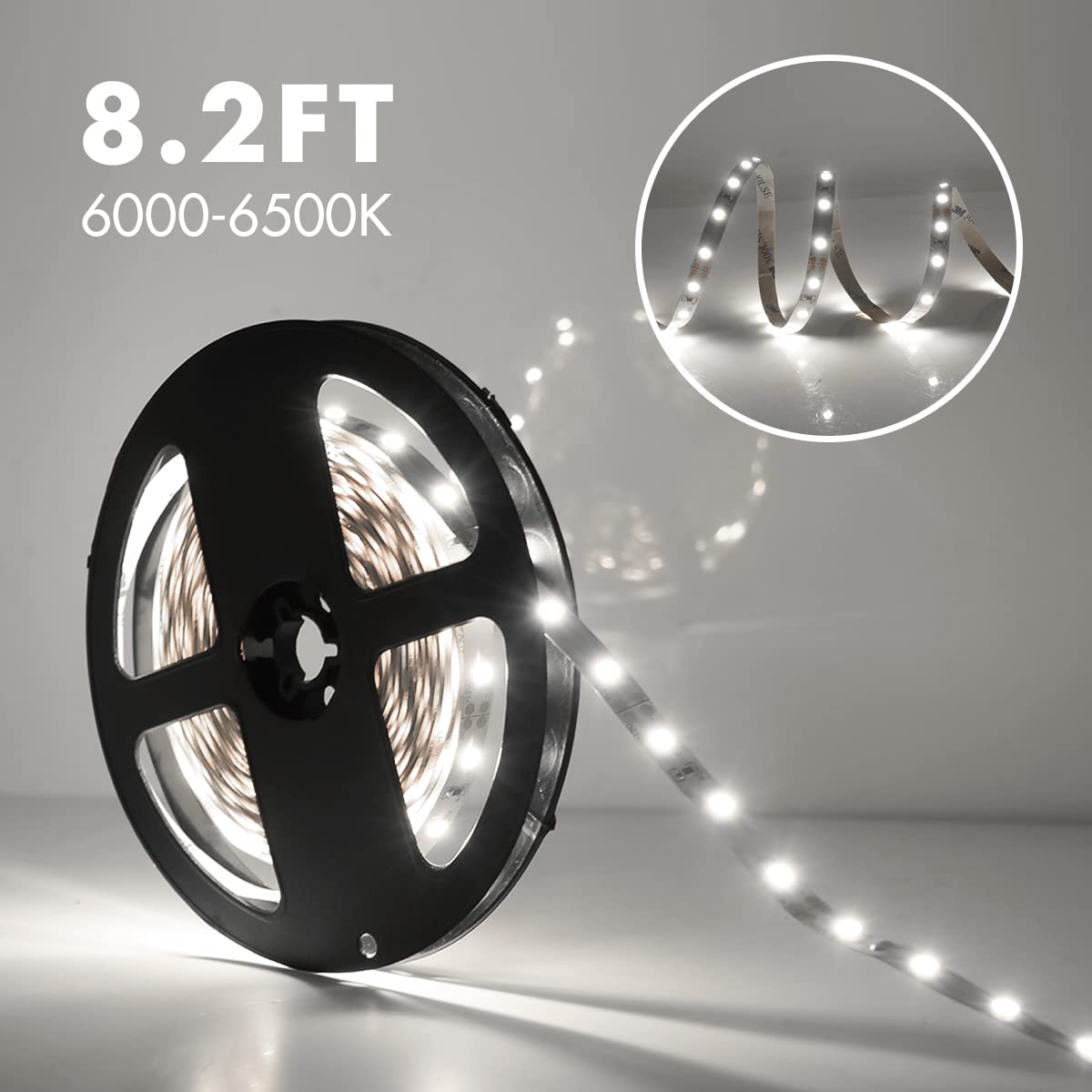 Sensky Motion Sensor LED Strip Light Kit, 8.2FT Cool White Under Cabinet Lighting, UL Listed Power Adapter