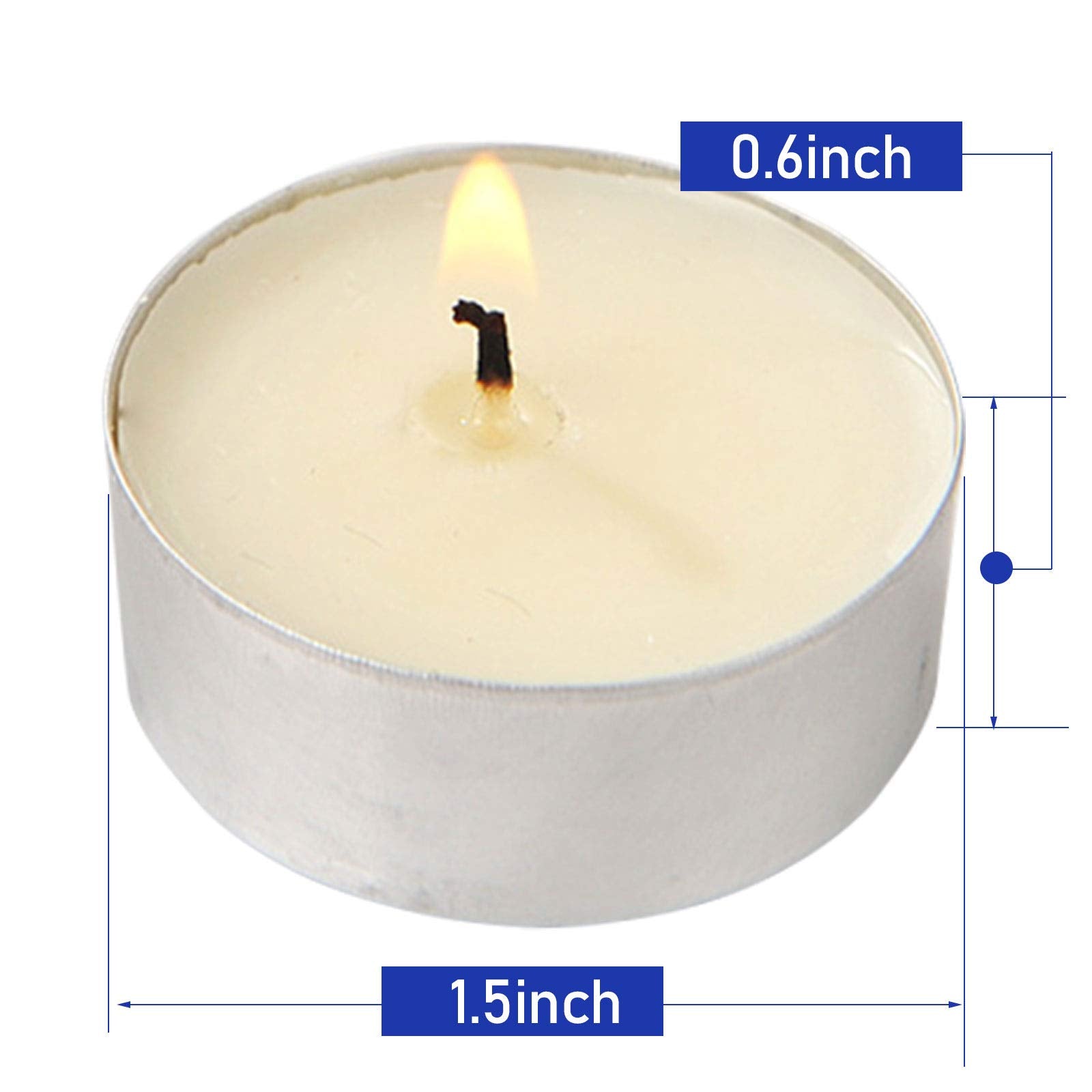 Visen 50-Pack Unscented Tealight Candles, White, Dripless, Smokeless, 6-Hour Burn Time, Paraffin Wax For Home & Events