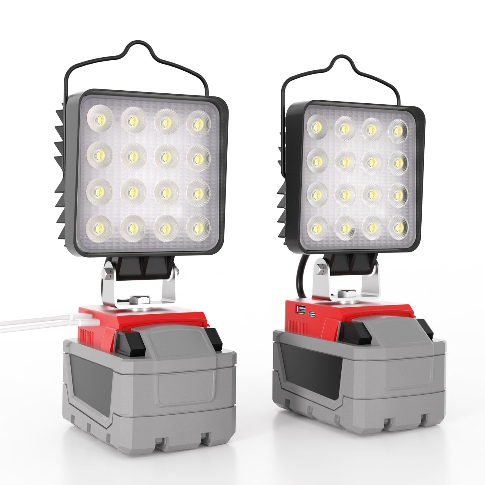 Wokelux 2 Pack Led Work Light For Milwaukee M18 18V Battery  Upgraded 76W 10000Lm Cordless Led Work Light With Usb And Type-C Charging Port  Outdoor Lighting (Battery Not Included)