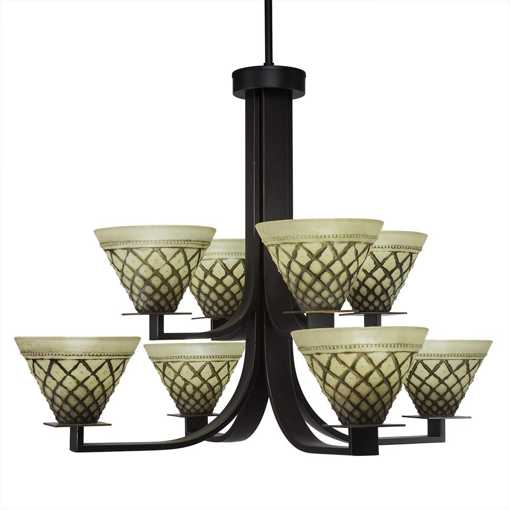 Toltec Lighting 578-DG-7185 Apollo 8 Light Hang Straight Swivel Chandelier with Chocolate Icing Glass, 7&quot;, 30&quot; x 30&quot; x 23&quot;, Dark Granite