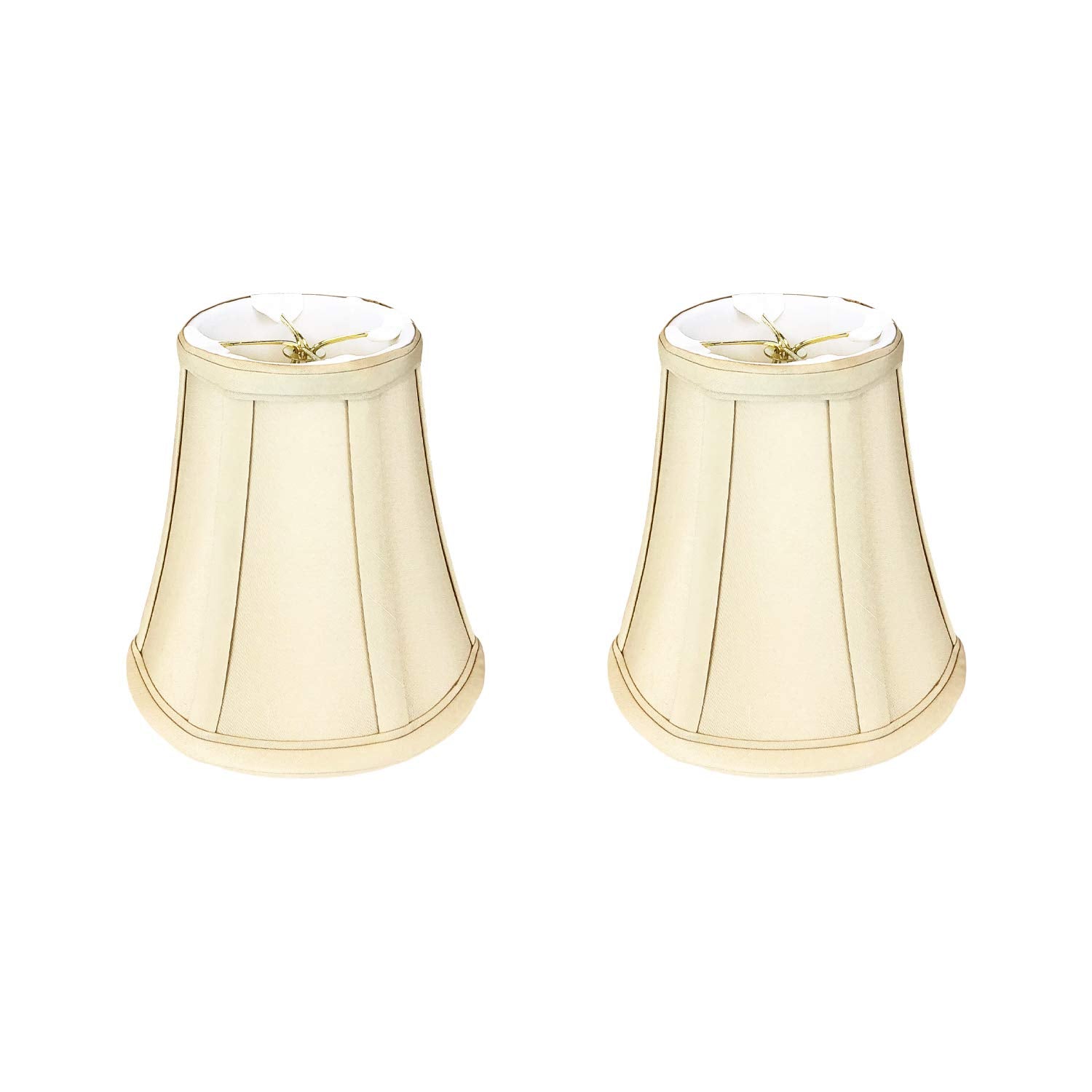 Royal Designs, Inc. True Bell Lamp Shade, UNO Fitter, 4inx8inx6.5in, Faux Silk, Beige, 2-Pack, Model BS-704UT-8BG-