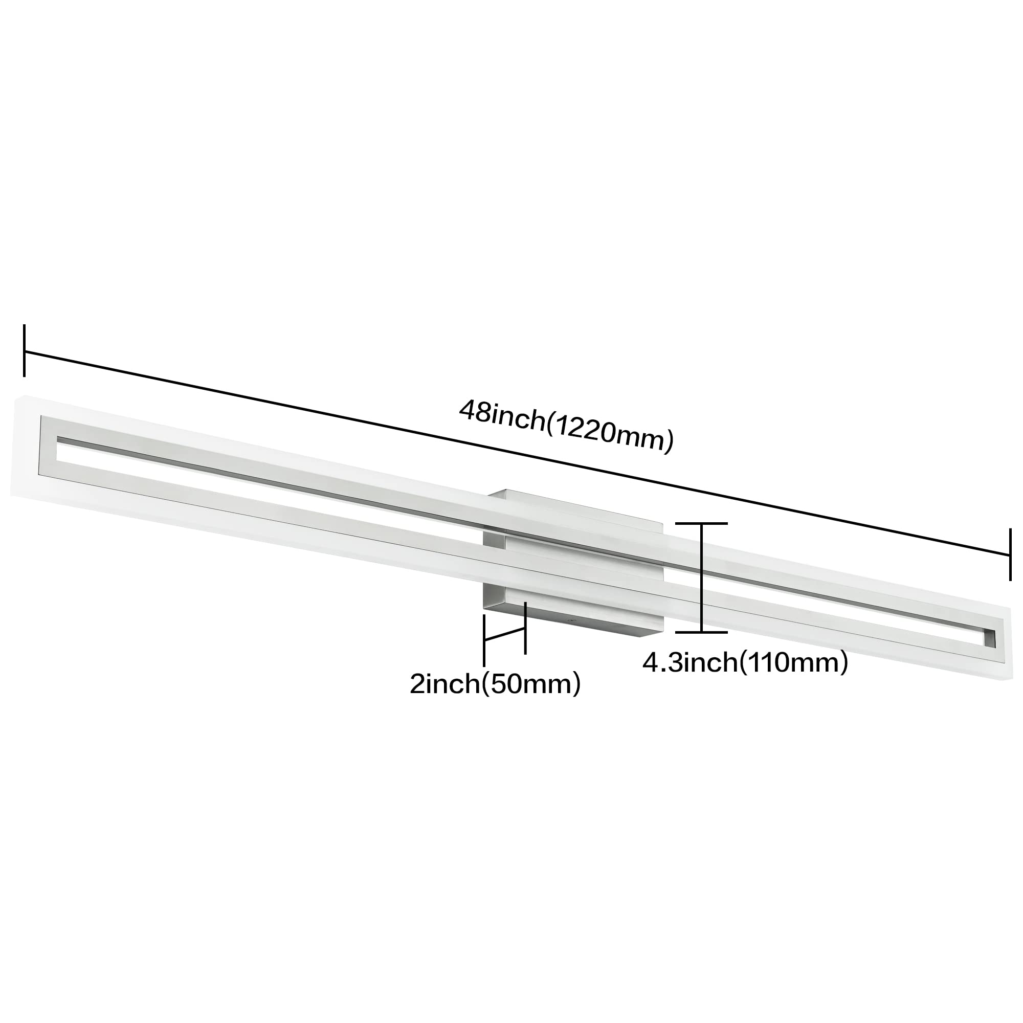 SOLFART Brushed Nickel Vanity Lights 48 Inch 5CCT Adjustable Color & Brightness Aluminum S8300-1220mm