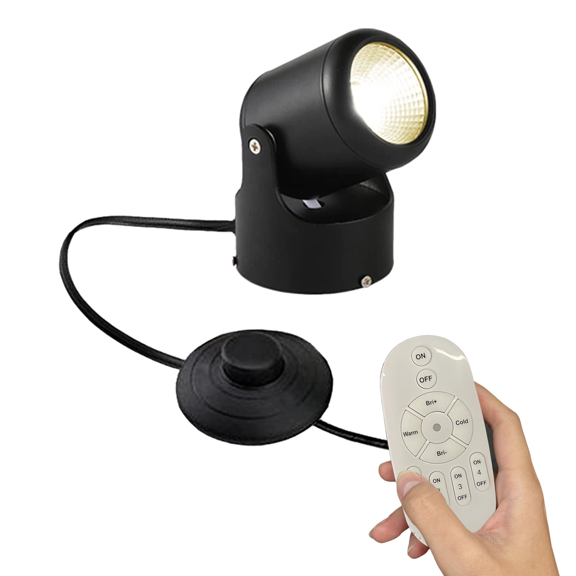Kiven 7W Led Mini Accent Uplight With Remote, Color Changing & Dimming, Black