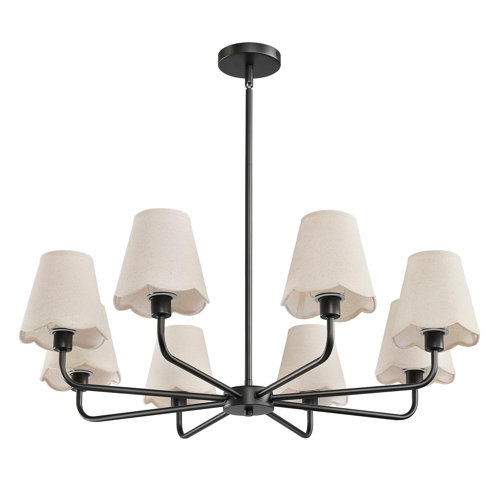 Kaisite Black Chandelier For Dining Room - 8-Light Farmhouse Dining Room Light Fixture Over Table Industrial Kitchen Lighting Fixture Ceiling Hanging Chandelier For Bedroom Living Room Foyer Entryway