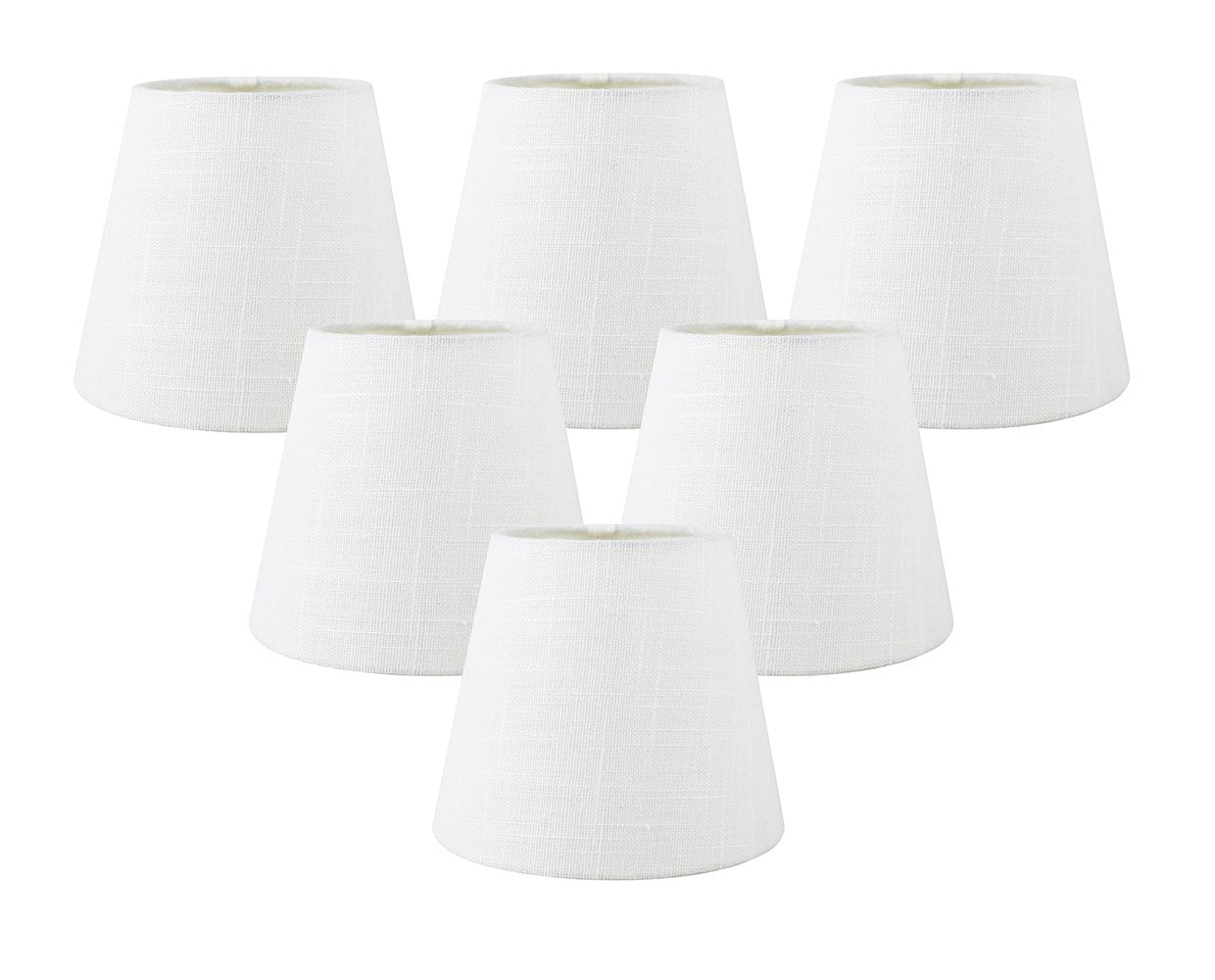 Meriville Set of 6 Off White Linen Clip On Chandelier Lamp Shades, 4-inch by 6-inch by 5-inch