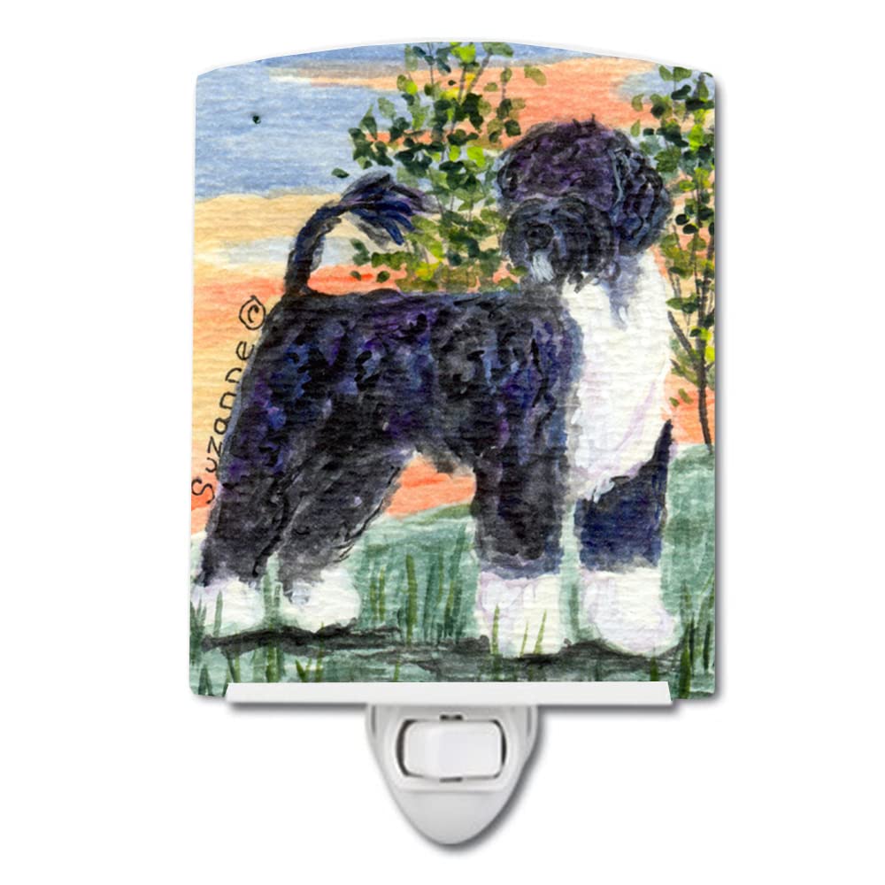 Caroline'S Treasures Ss8855Cnl Portuguese Water Dog Ceramic Night Light Compact, Ul-Certified, Ideal For Bedroom, Bathroom, Nursery, Hallway, Kitchen, 6X4X3, Multicolor