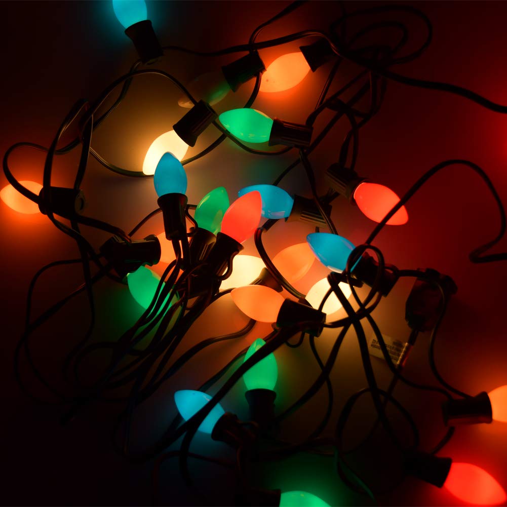 Konictom 25Ft Led String Lights - Multicolor Retro Ceramic Bulbs For Christmas & Parties
