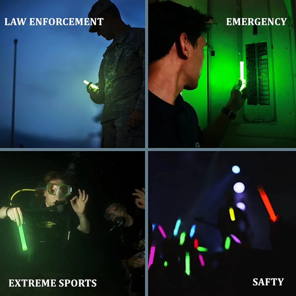 Glow Fever Emergency Safety Military Grade Glow Sticks, 30Pcs 6'' Lightsticks, Light Up Ultra Bright With 12 Hours Duration. For Hiking Party Camping Blackouts Hurricane Shelter Survival Kit (Green)