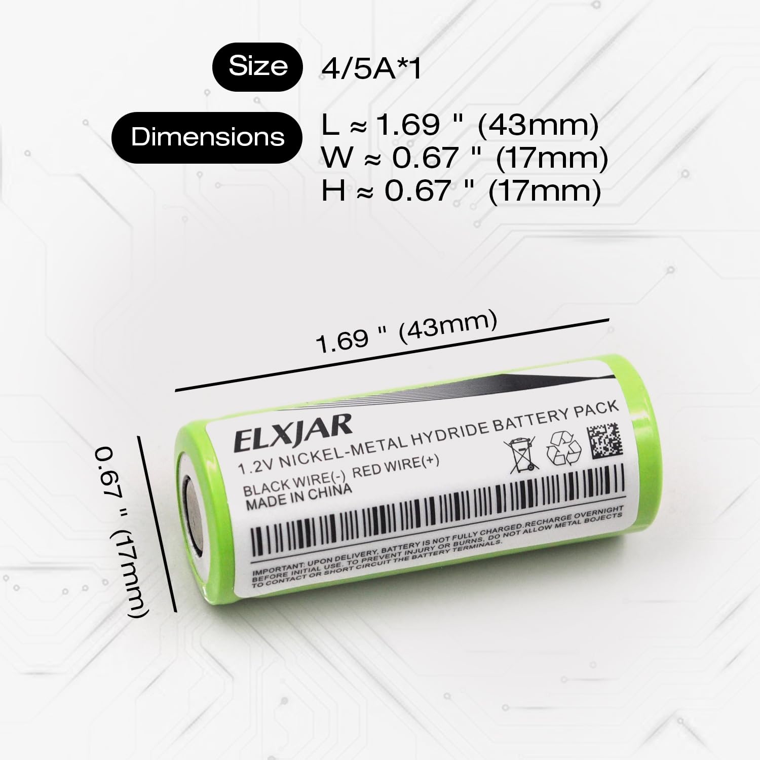 Yutsujo (5-Pack) 1.2V 2000Mah 4/5A Ni-Mh Battery Pack For Lithonia Elb-1210N Elb-1201N Kr-1500Aul Kr1100Ae Kr-1200Aul Asc0086 Exit Sign Emergency Light