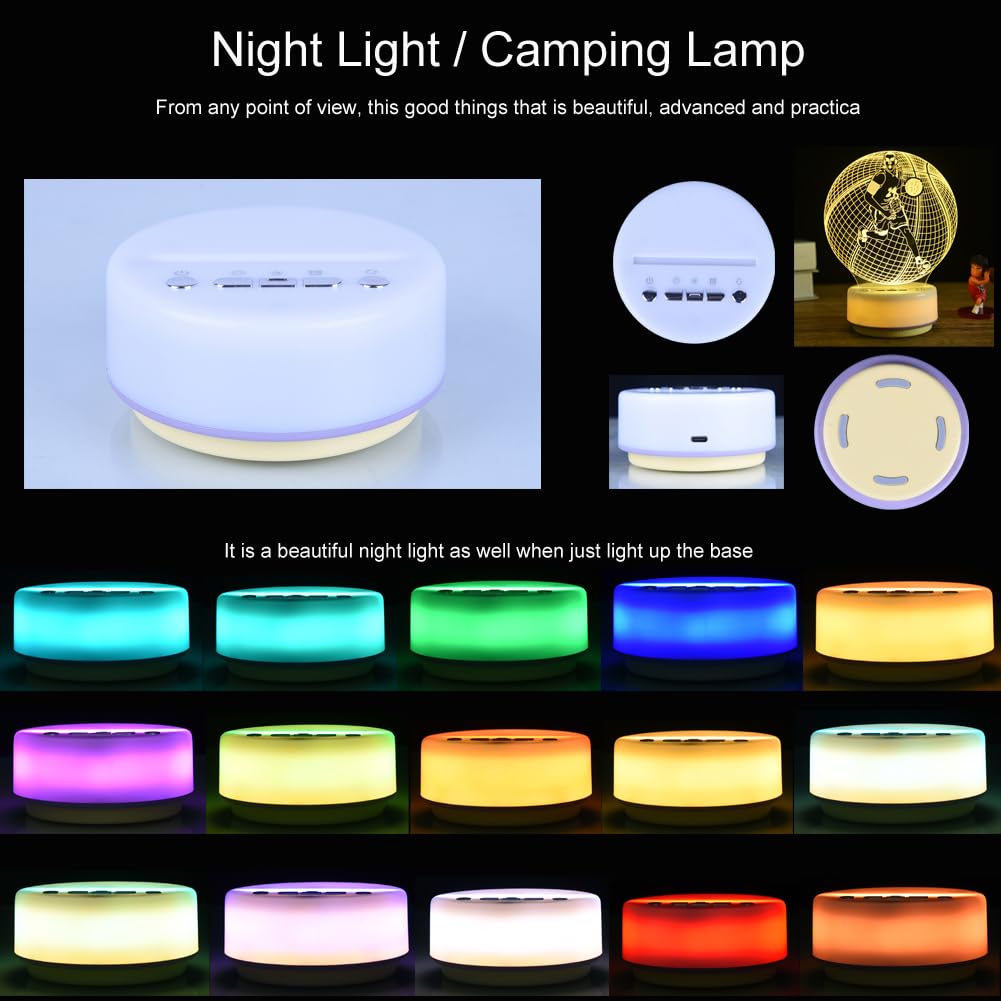 Basketball Night Light Sports Table Mood Lamp,14 Colors Pattern & Warm White Luminous Base Desk Light, Entity Key/Timer/Remote C