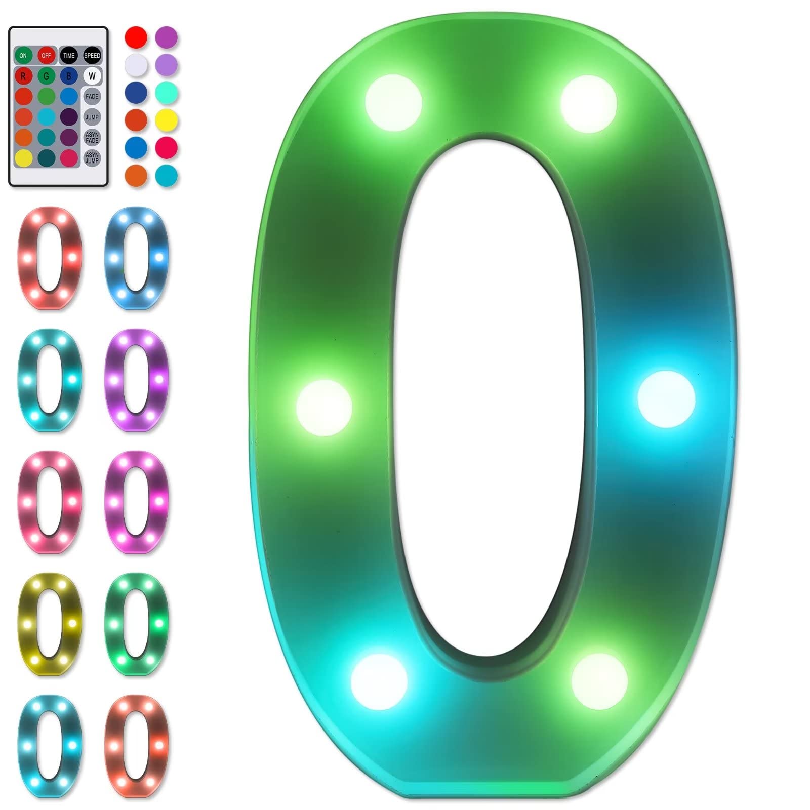 Foaky Colorful LED Number Lights with Remote,Marquee Light Up Number Sign for Night Light Wedding/Birthday Party Battery Powered Christmas Lamp Home Bar Decoration (0)