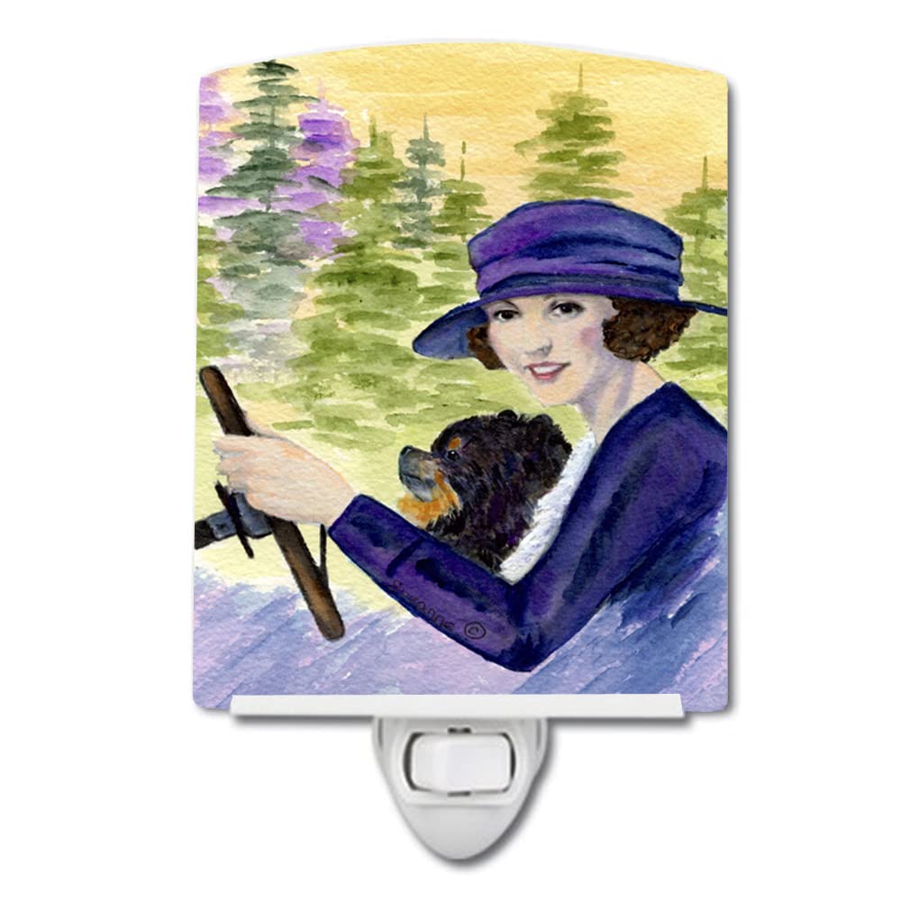 Carolines Treasures Ceramic Night Light, Lady with Pomeranian, 6x4x3in, Model SS8538CNL, Multicolor