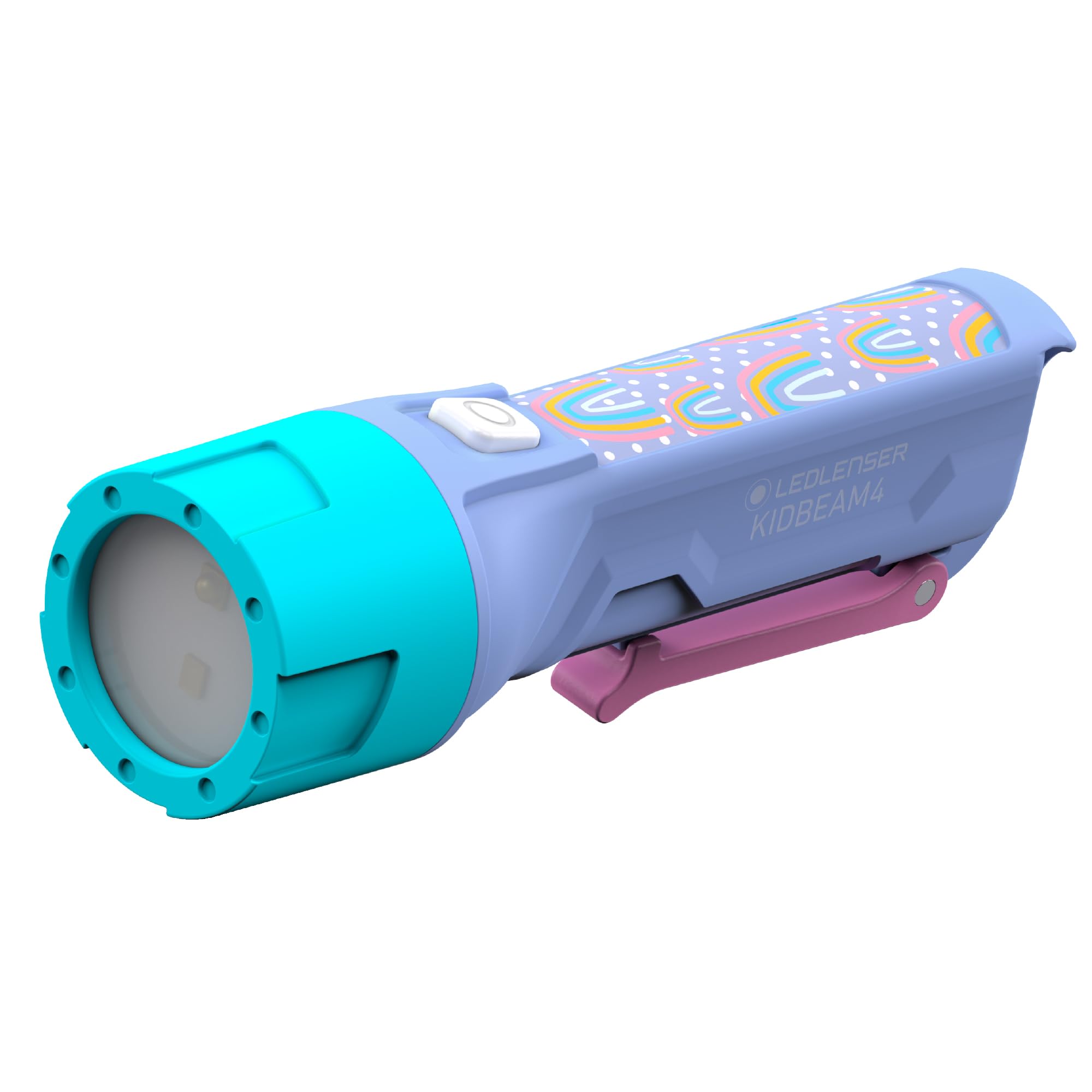 Ledlenser Kidbeam4 Flashlight, Purple, Multiple Color Functions, Reduced Glare, Automatic Shut Off