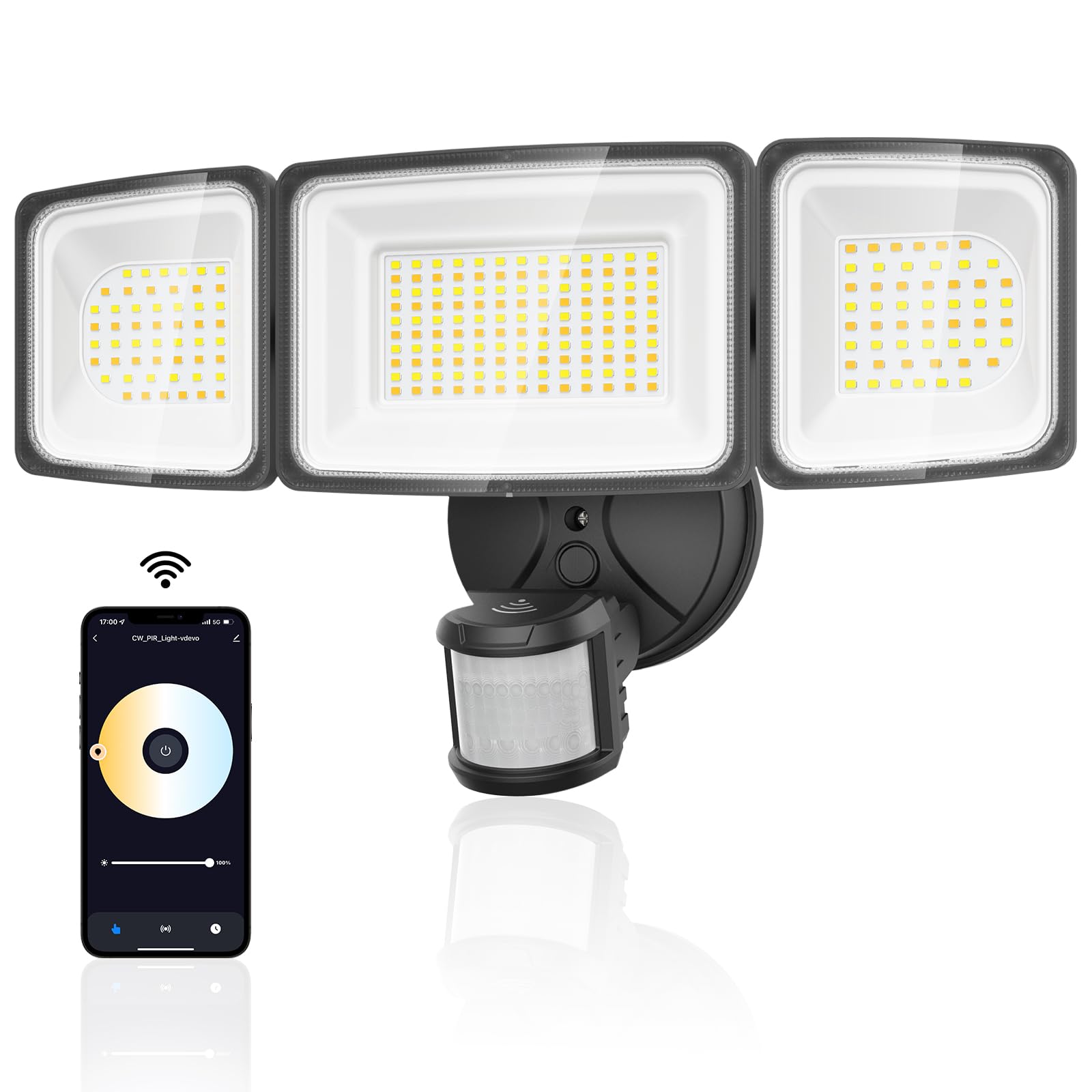Onforu 100W Smart LED Flood Light, WiFi Alexa Control, Motion Sensor, 9000LM, IP65, Black, Model BDB100WF-3