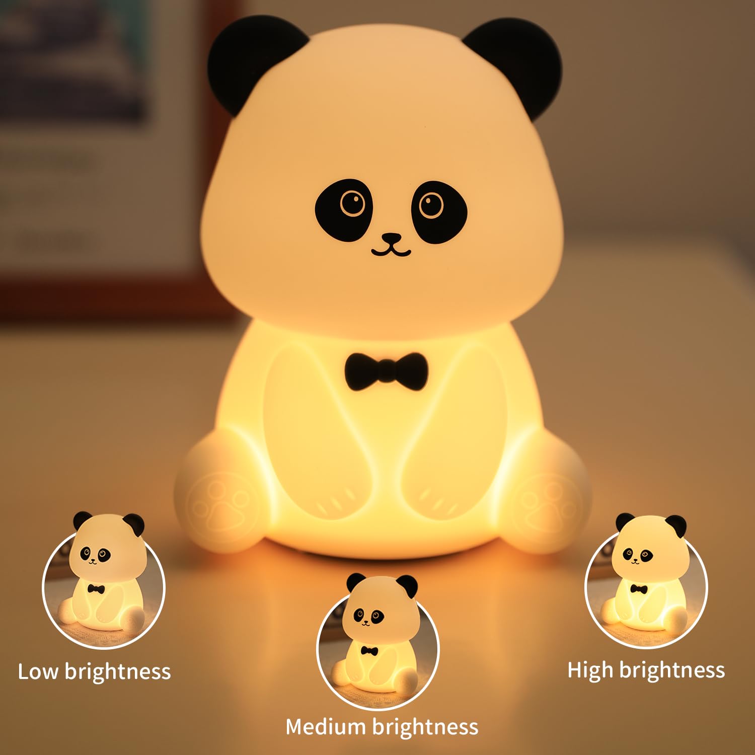 Bestfaith Cute Panda Night Light  Led Squishy Night Lamp  7 Colors Dimmable Nursery Nightlight For Kids  Rechargeable Touch Lamp  Dorm Decor  Kids Funny Gifts (Panda)