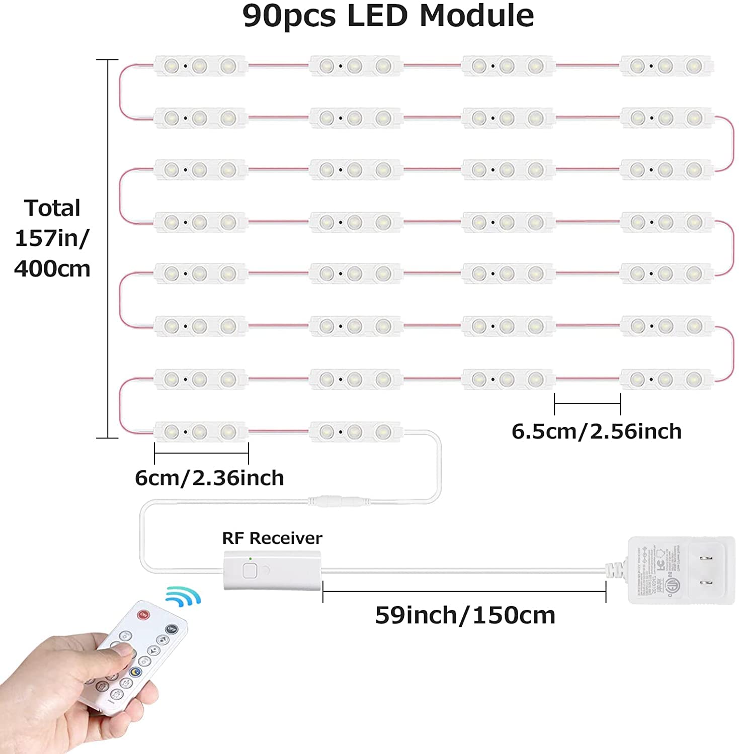 Kintion LED Vanity Mirror Light, Dimmable 13ft Ultra Bright White, with RF Remote for Makeup Vanity & Bathroom Mirror