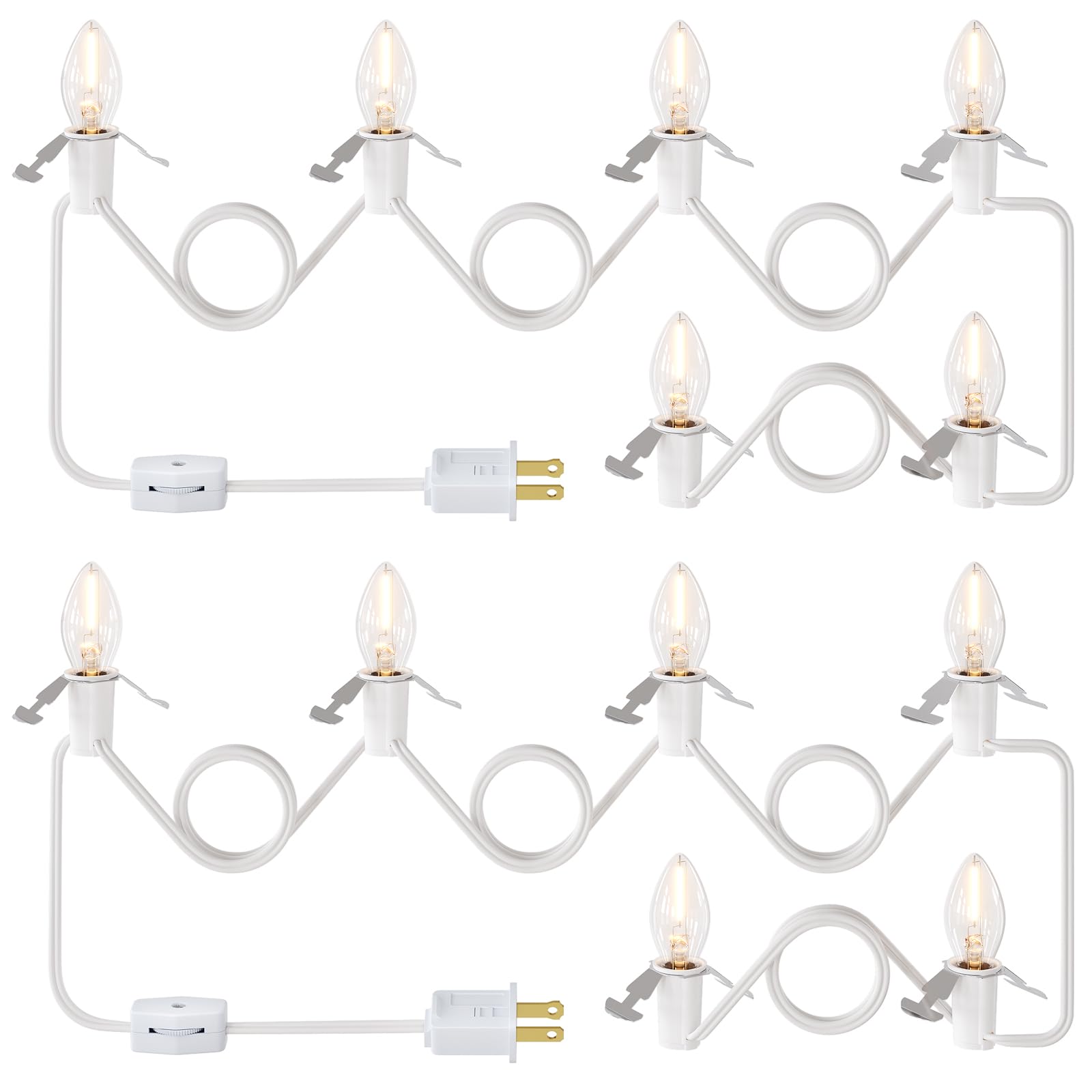 Suraielec 12Ft C7 Light Cord With 6 Led Bulbs For Christmas Village & Holiday Decor, Ul Listed