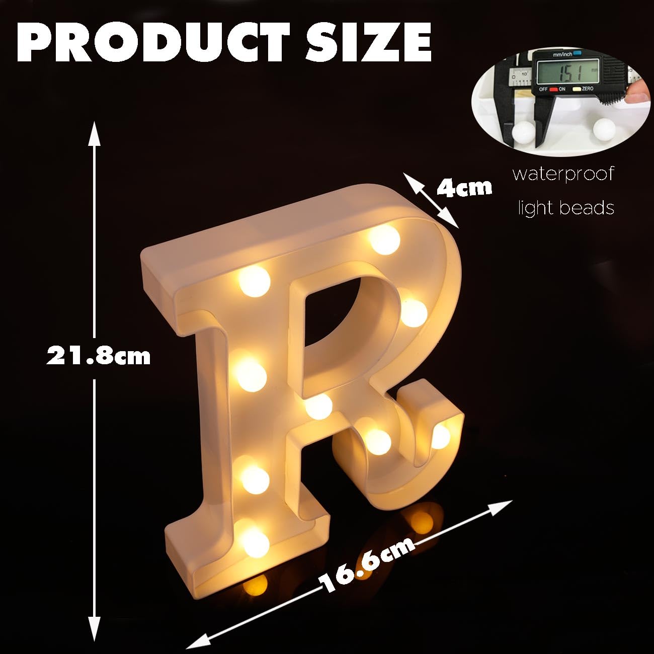 DyingSwan LED Light Up Marquee Letter R, Battery Powered Plastic Sign, Warm White Color, Decorative Table & Wall Decor
