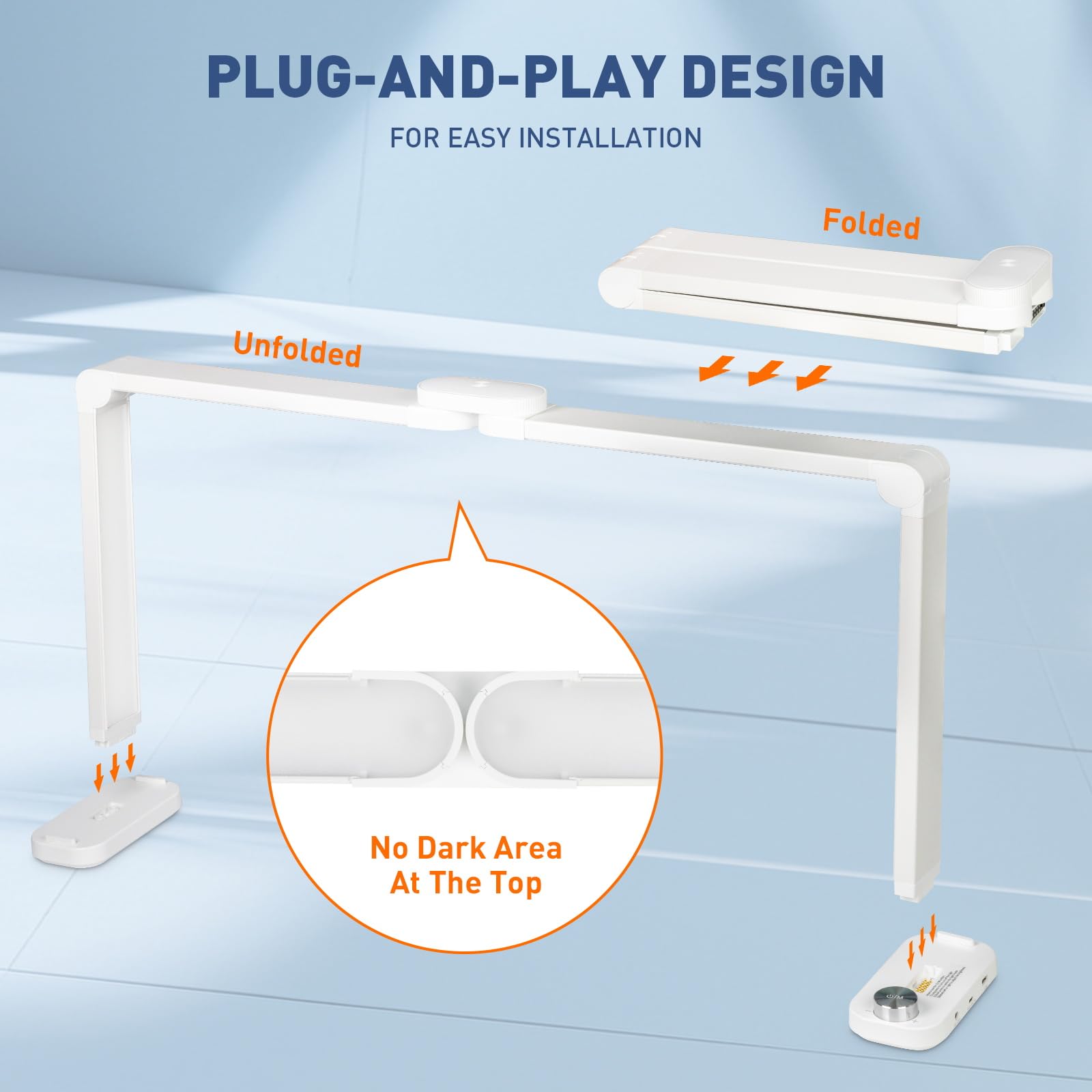 Kirkas 34Inch Large Half Moon Light For Nail Tech, 456 Leds 3 Color Modes Infinitely Knob Arch Light With Phone Holder Charging