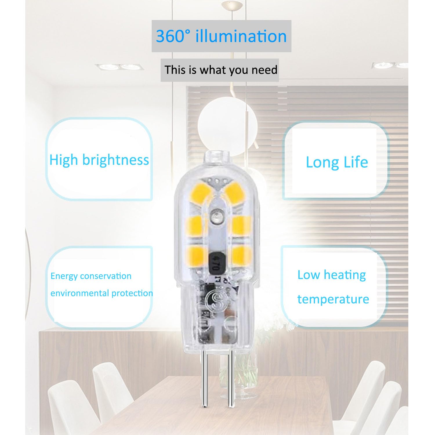 Renholin G4 Led Bulb, Ac/Dc12V Jc Bi Pin Base Light Bulb, 3W(25W-30W Equivalent) Non-Dimmable G4 Led Light Bulbs (10, 6000K Whit