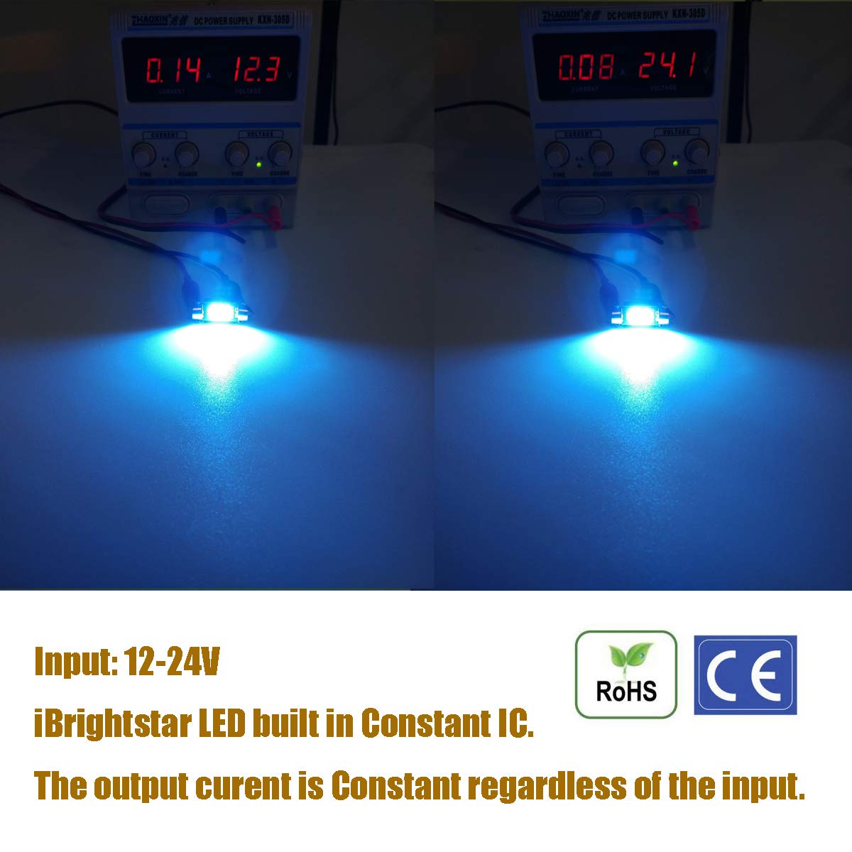 iBrightstar Festoon LED Bulbs, Error Free, 31mm, Ice Blue, Model iBrightstar-31mm-3030-6B for Dome and License Plate Lights