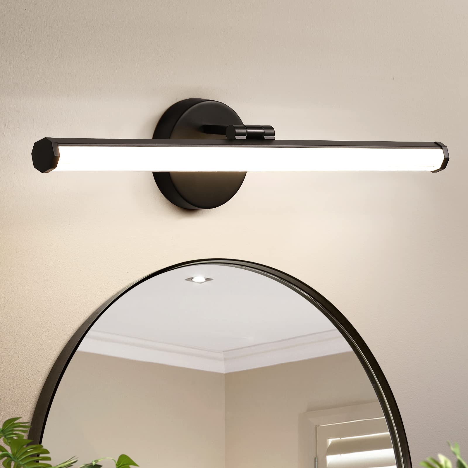 KAISITE Bathroom Light Fixture - 22 Inch Black LED Vanity Light, 18W, 4000K, Adjustable Angle, Model 8037ML-18BK-US