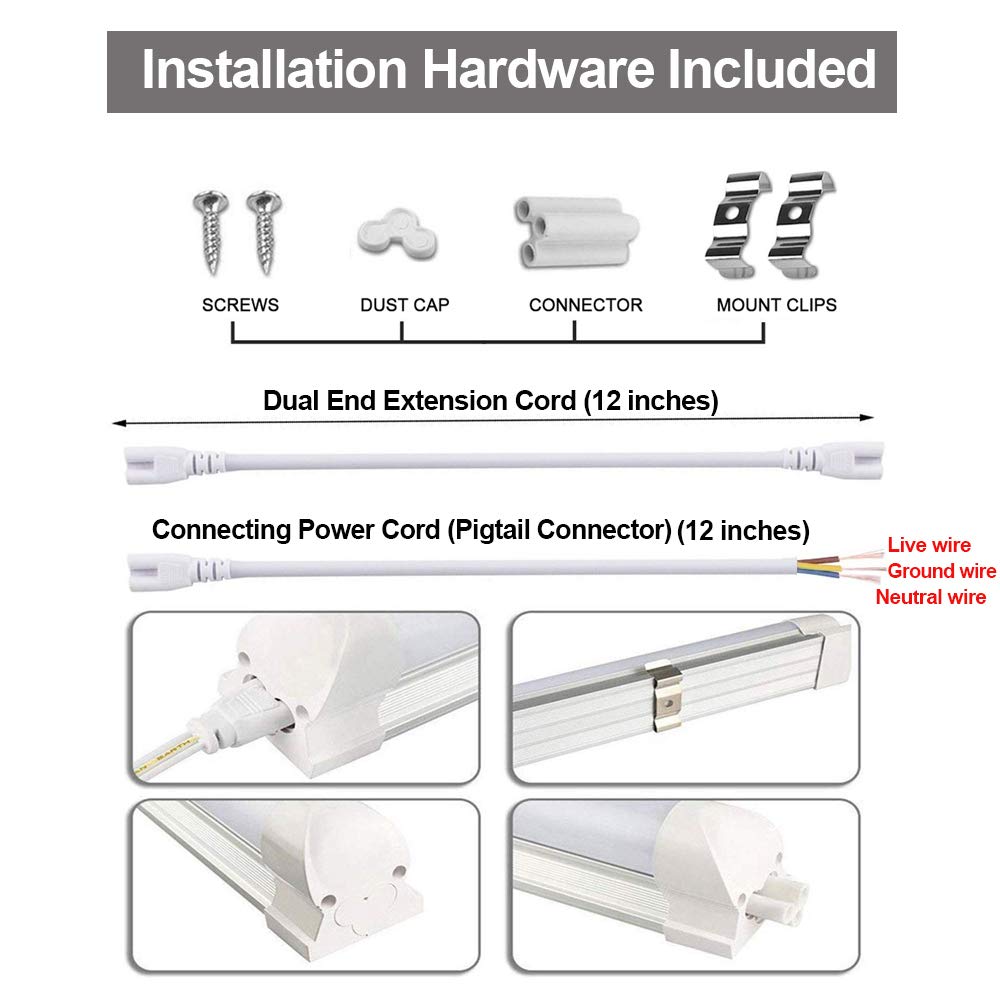Trlife 8Ft Led Light Fixtures 72W, Led Shop Light 8Ft 5000K Daylight White Dual Side T8 V-Shape Integrated 8 Ft Light Bulbs(150W