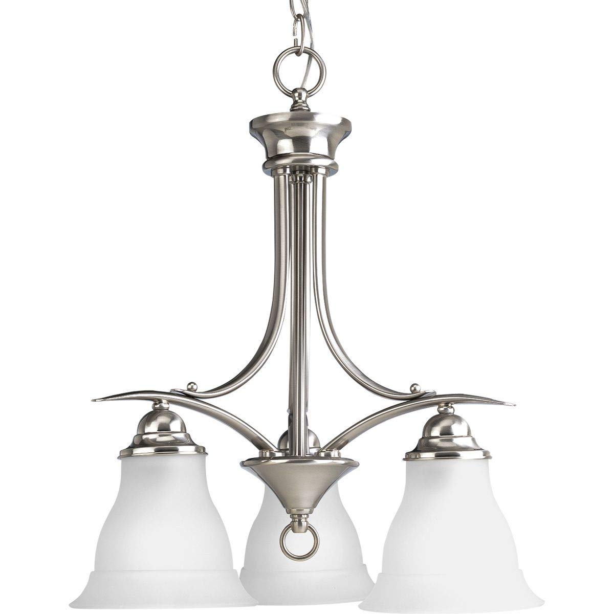 Trinity Collection 3-Light Etched Glass Traditional Chandelier Light Brushed Nickel