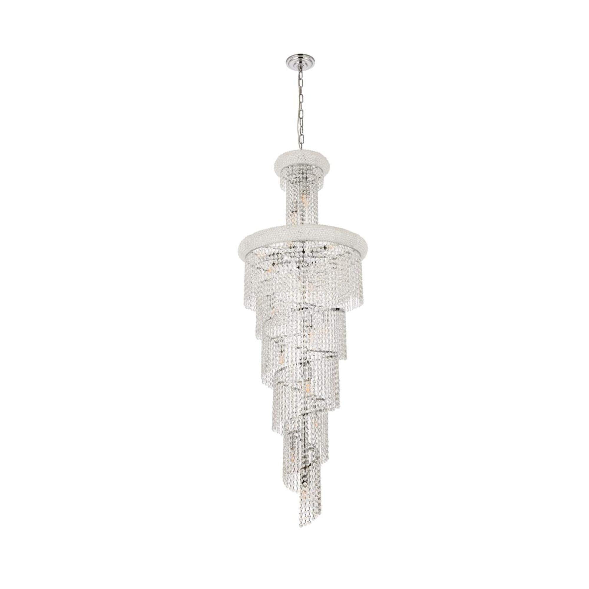 Elegant Lighting 1800SR22C/RC 22-Light Crystal Chandelier, Five-Tier, Chrome Finish, 22in x 60in