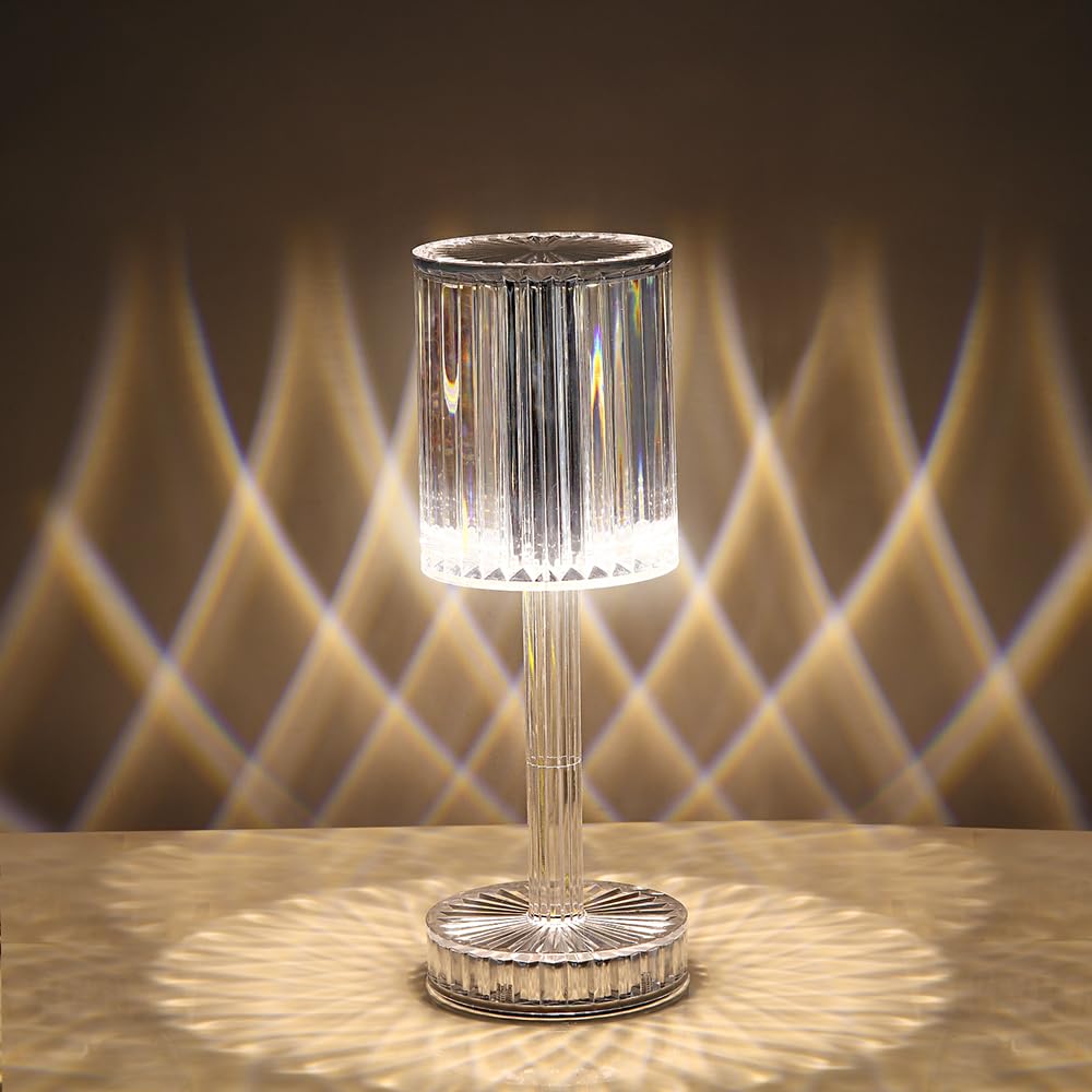 Portable Crystal Table Lamp,16 Color Touch Control Rechargeable Lamp,Crystal Bedside Lamp,Night Light,Room Decor Desk Lamp,Bedro