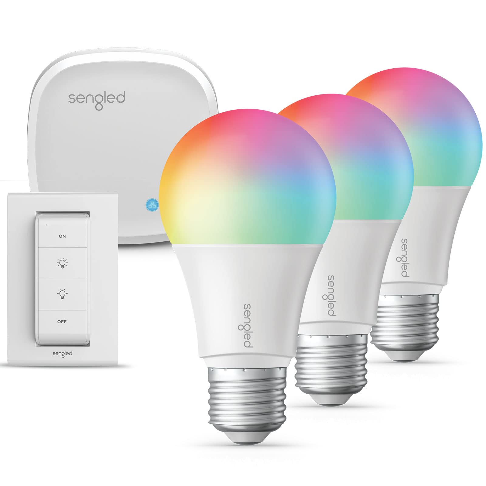 Sengled Color Changing Bulbs That Works With Alexa, Google Home, 3 Pack Starter Kit With Smart Switch, Rgb Light A19 E26 Dimmabl