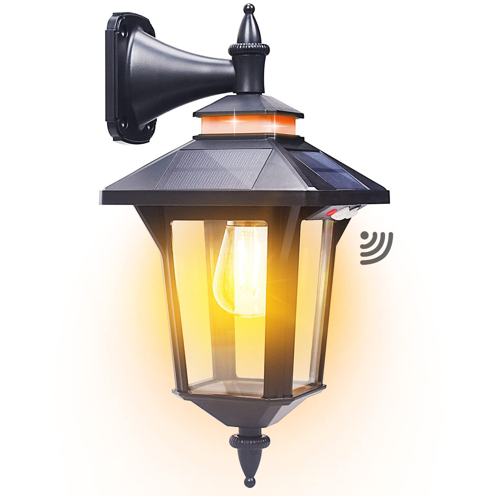 Kuniwa Motion Sensor Solar Wall Lights Outdoor with 3 Lighting Modes, Dusk to Dawn LED Wall Lantern Porch Sconce Waterproof Exte