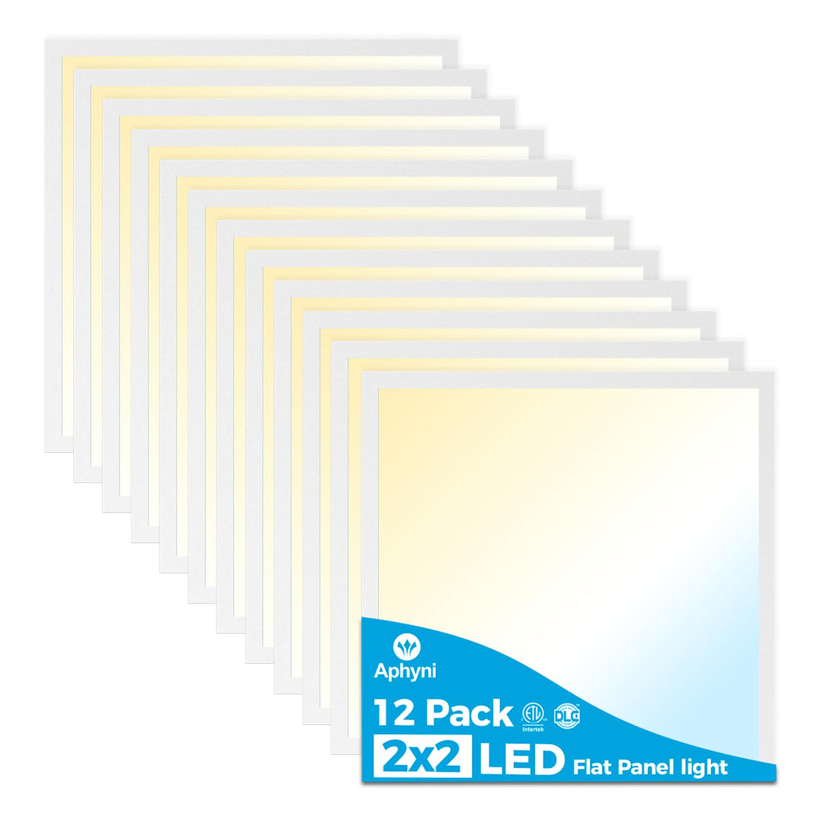 Aphyni 12Pack 2X2 Led Flat Panel Light- 40W 4400Lm Drop Ceiling Lights - 3K | 4K | 5K Selectable & Smooth Dimmable - Back-Lit Tr