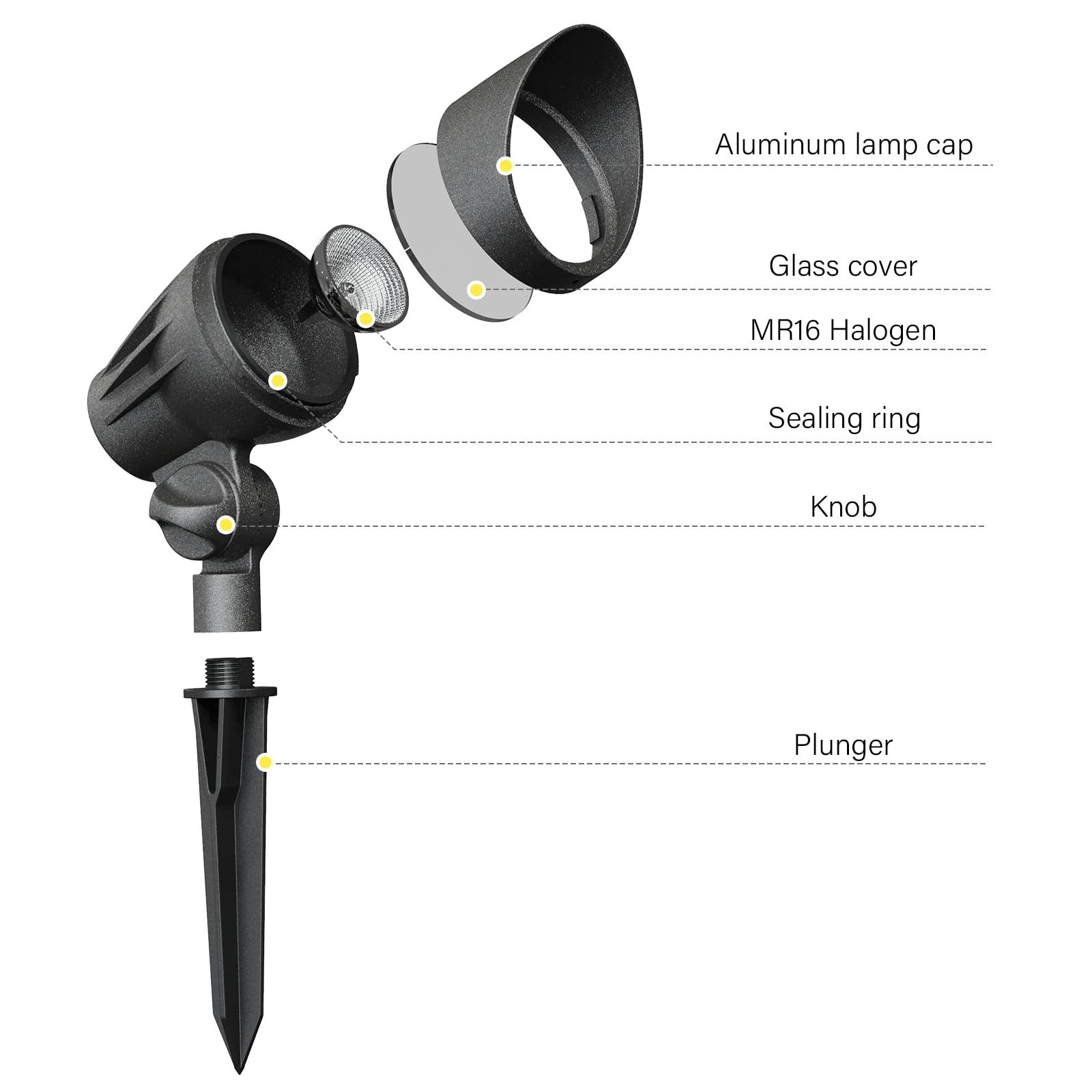 Malibu 50W Low Voltage Floodlight Landscape Lights, Waterproof, Black, 6"x3.5"x5.9", Model 8301-9601-01 for Garden & Pathway