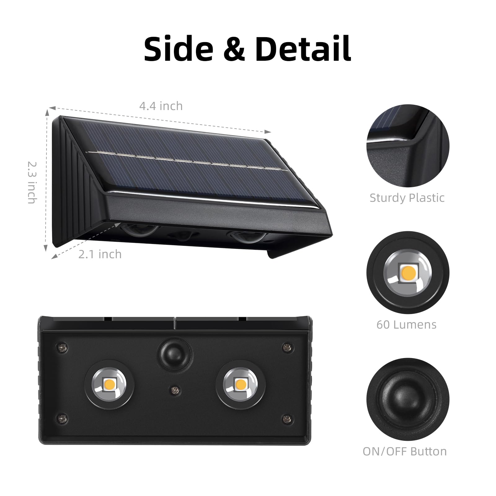 Xmnsoly 8 Pack Solar Wall Lights, Convex Lens Outdoor Led Fence Lights Solar Powered Waterproof, Exterior Front House Lighting F