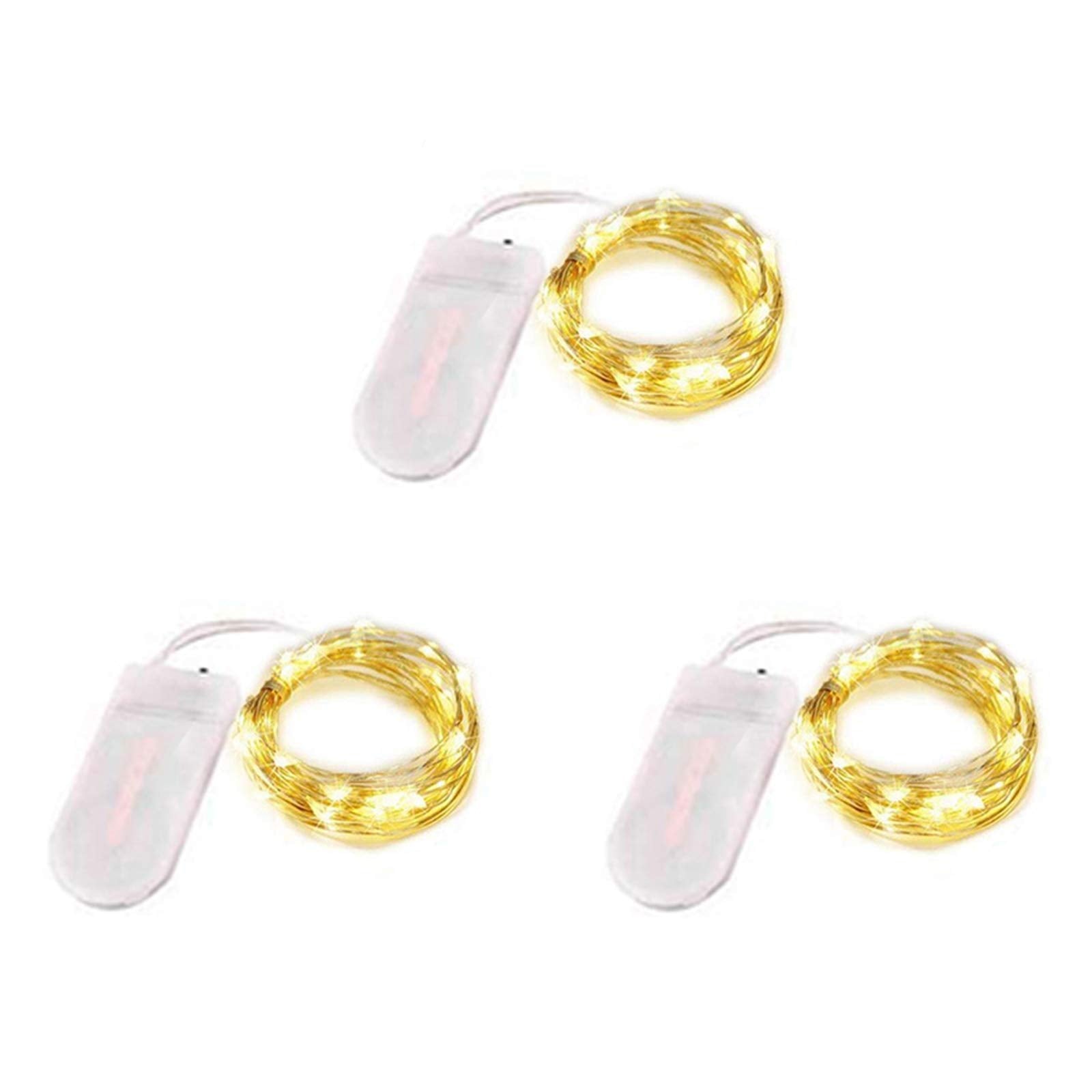 3 Pack Fairy Lights Battery Operated 6.6ft 20 Led Mini String Lights Silver Wire Starry Lights for DIY Wedding Party Festival Halloween Christmas (Warm White)