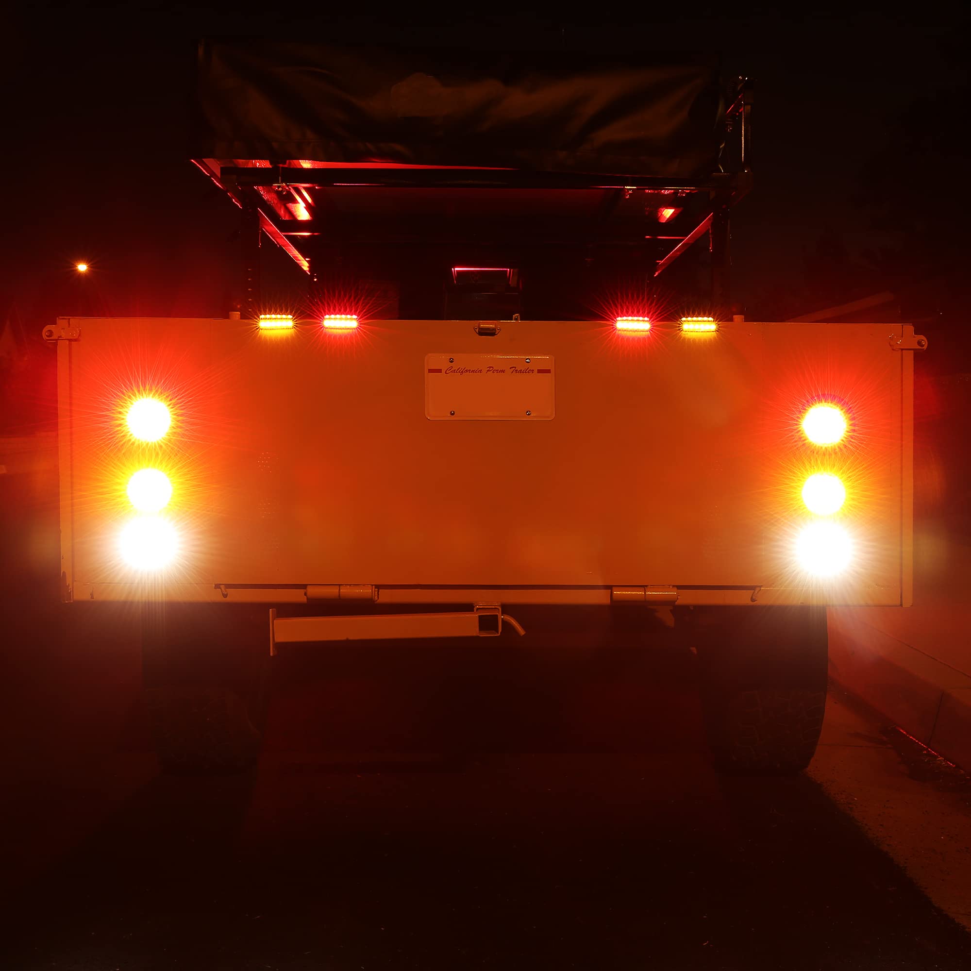 TRUE MODS 2pc 4 Round Amber 10 LED Trailer Tail Lights [DOT FMVSS 108] [SAE I6] [Grommet & Plug] [IP67 Waterproof] Park Turn Boa